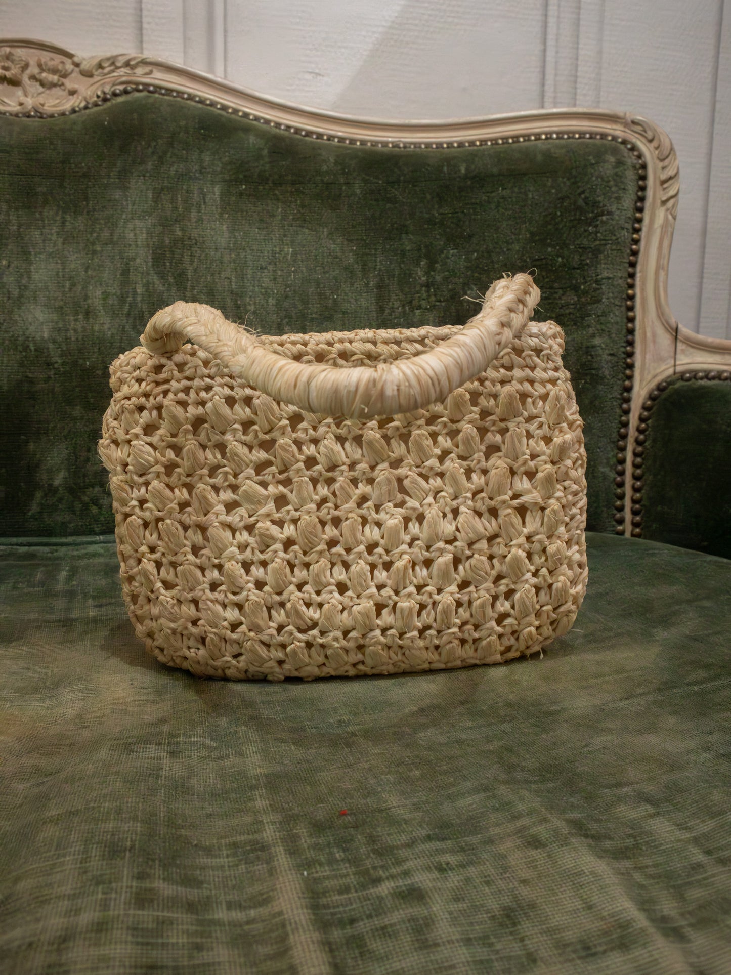 Sac Mallette Vintage en Osier Tressé & Métal Doré (Circa 1970/1980)