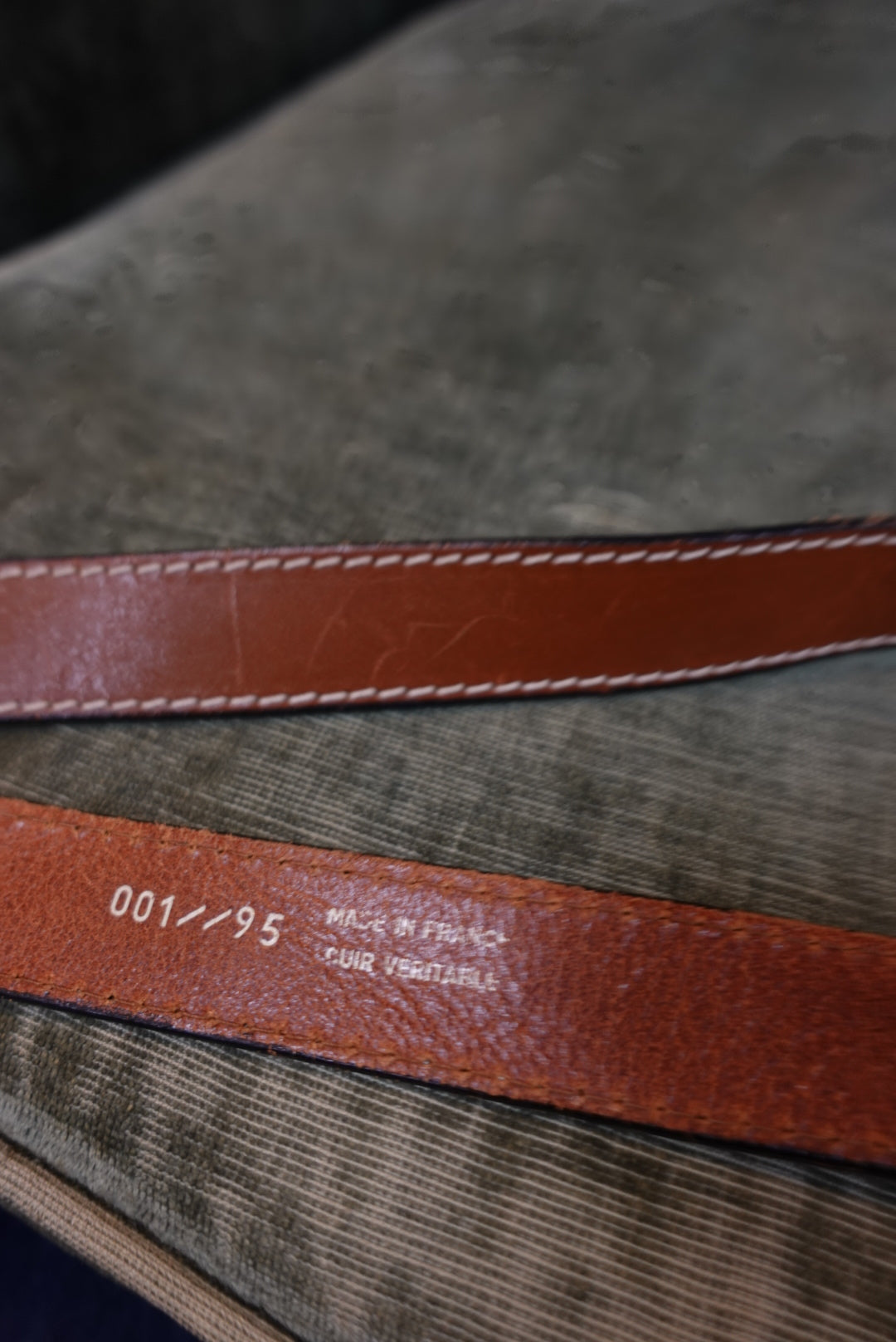 Ceinture Vintage Western en Cuir Marron - Motifs Aigles - Made in France (T.95)
