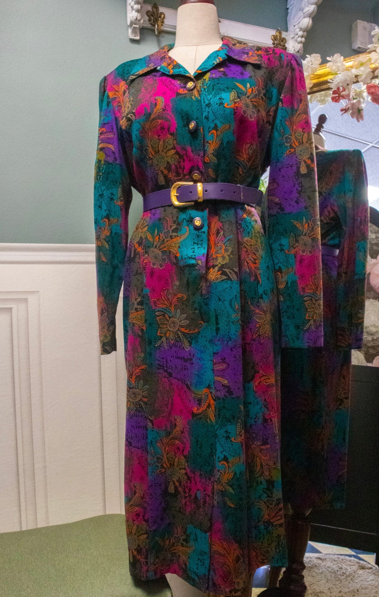 Robe Maxi "Graphic Pop" en Laine et Imprimé Géométrique — Archive Vintage