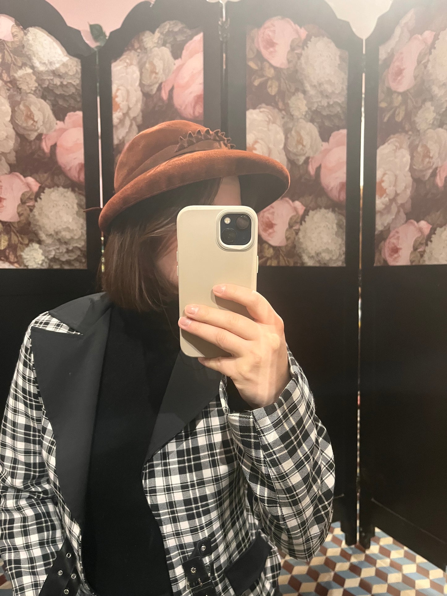 Chapeau Vintage en Feutre Velours Marron - Style "Toque" à Poser (Petit Tour / Bibi)