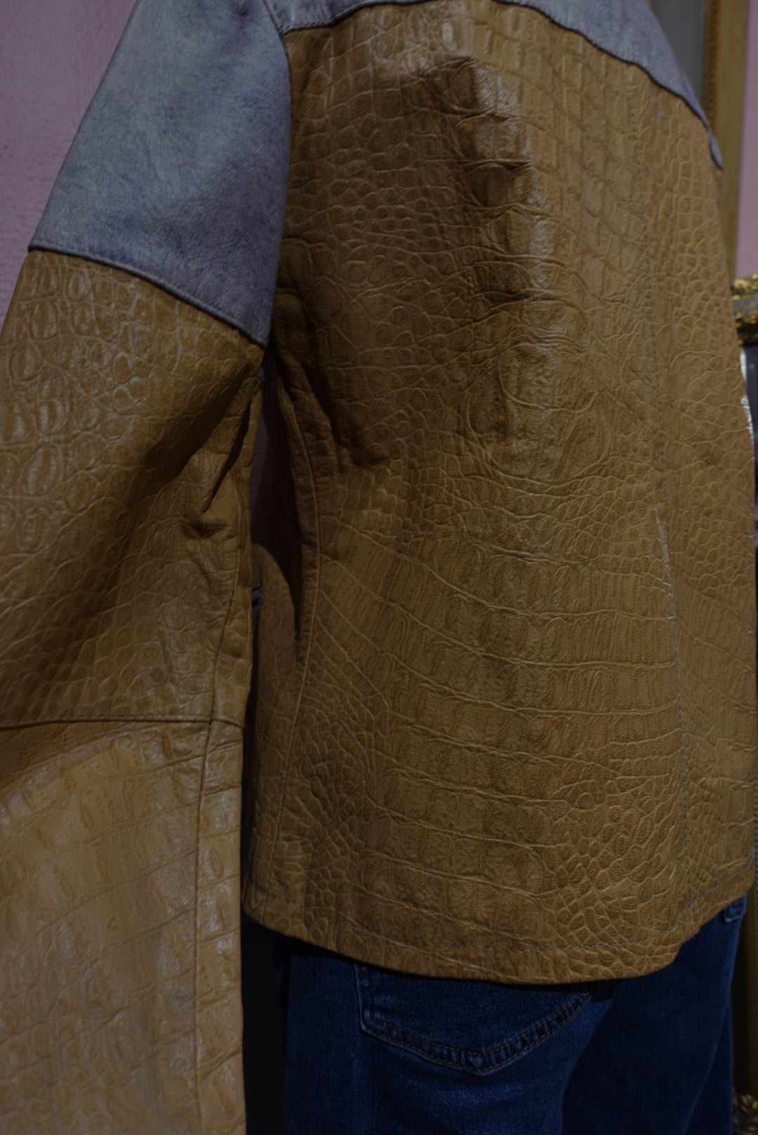 Le Biker "Cavalli" — Cuir Croco & Effet Denim (Luxe Vintage)