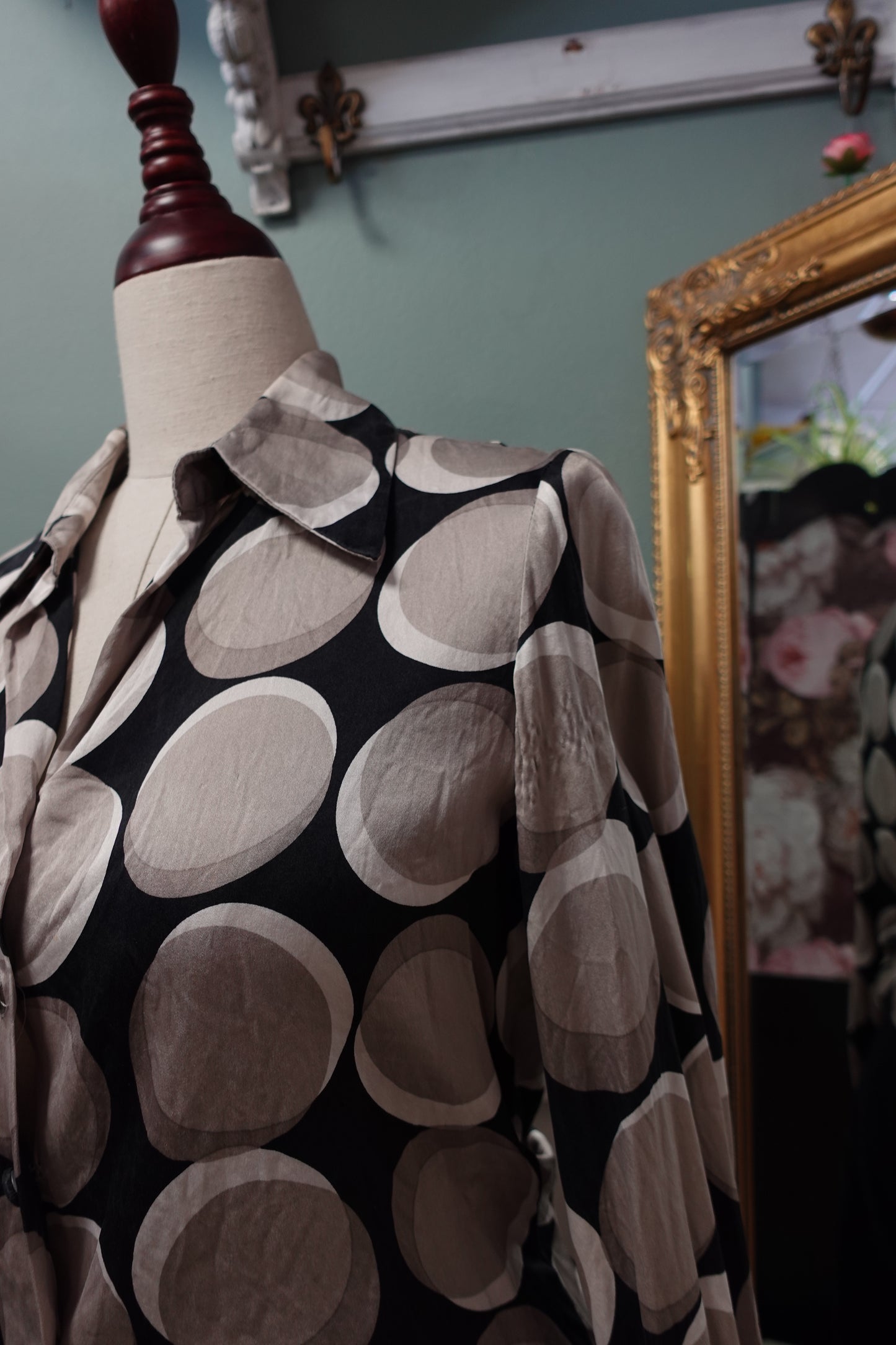 Chemise Caroll 100 % soie Made in France imprimé graphique T36