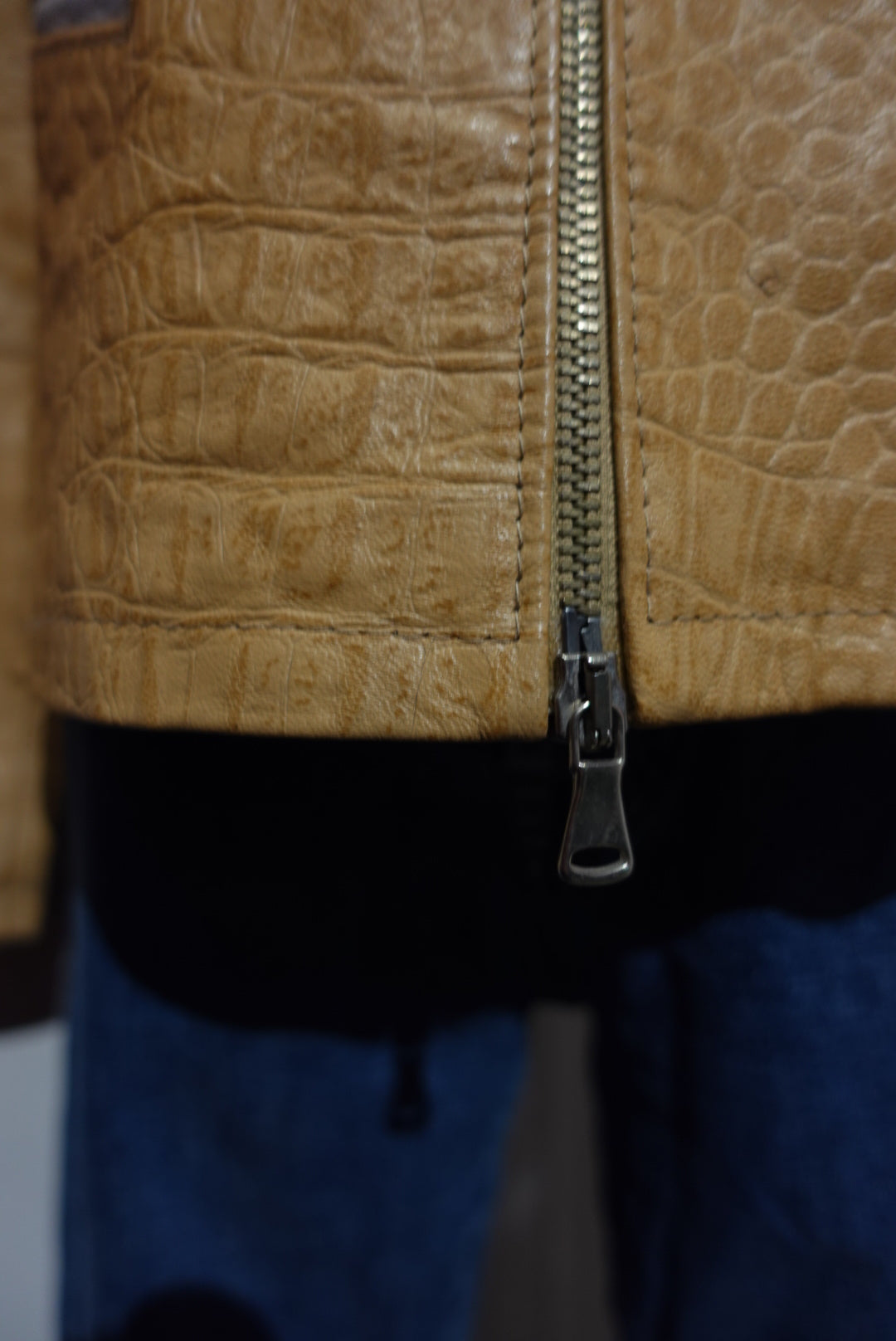 Le Biker "Cavalli" — Cuir Croco & Effet Denim (Luxe Vintage)