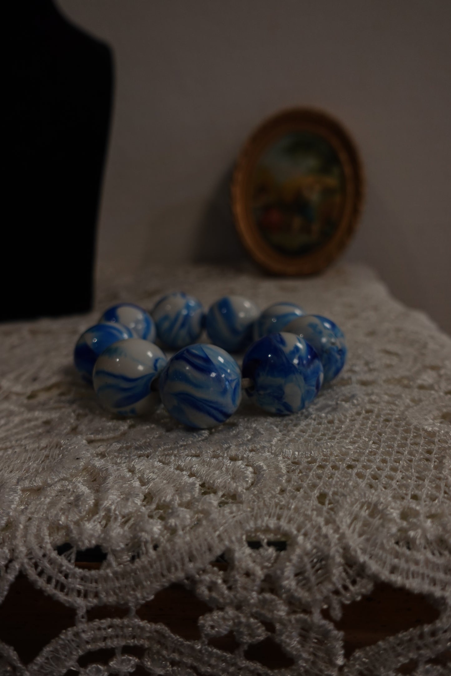 Bracelet "Chunky" Marbré - Bleu & Blanc