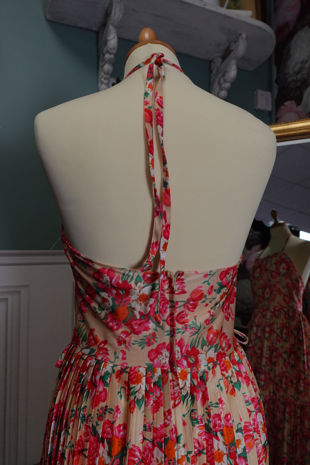 Robe midi dos nu plissée – Imprimé Floral John Rag Vintage