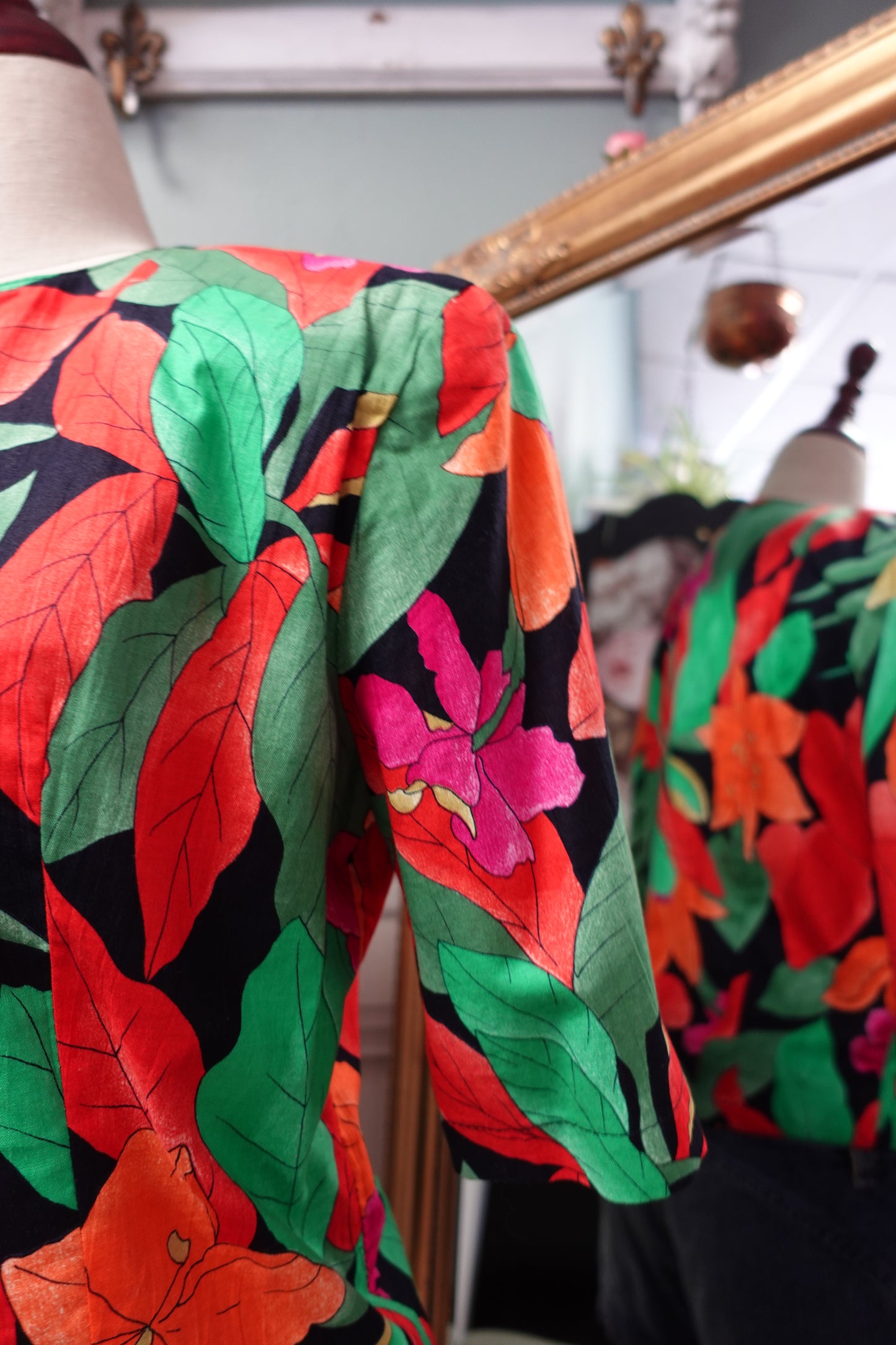 Veste-Chemise Vintage Tropicale – Sarah B. Paris (Fabriquée en France)