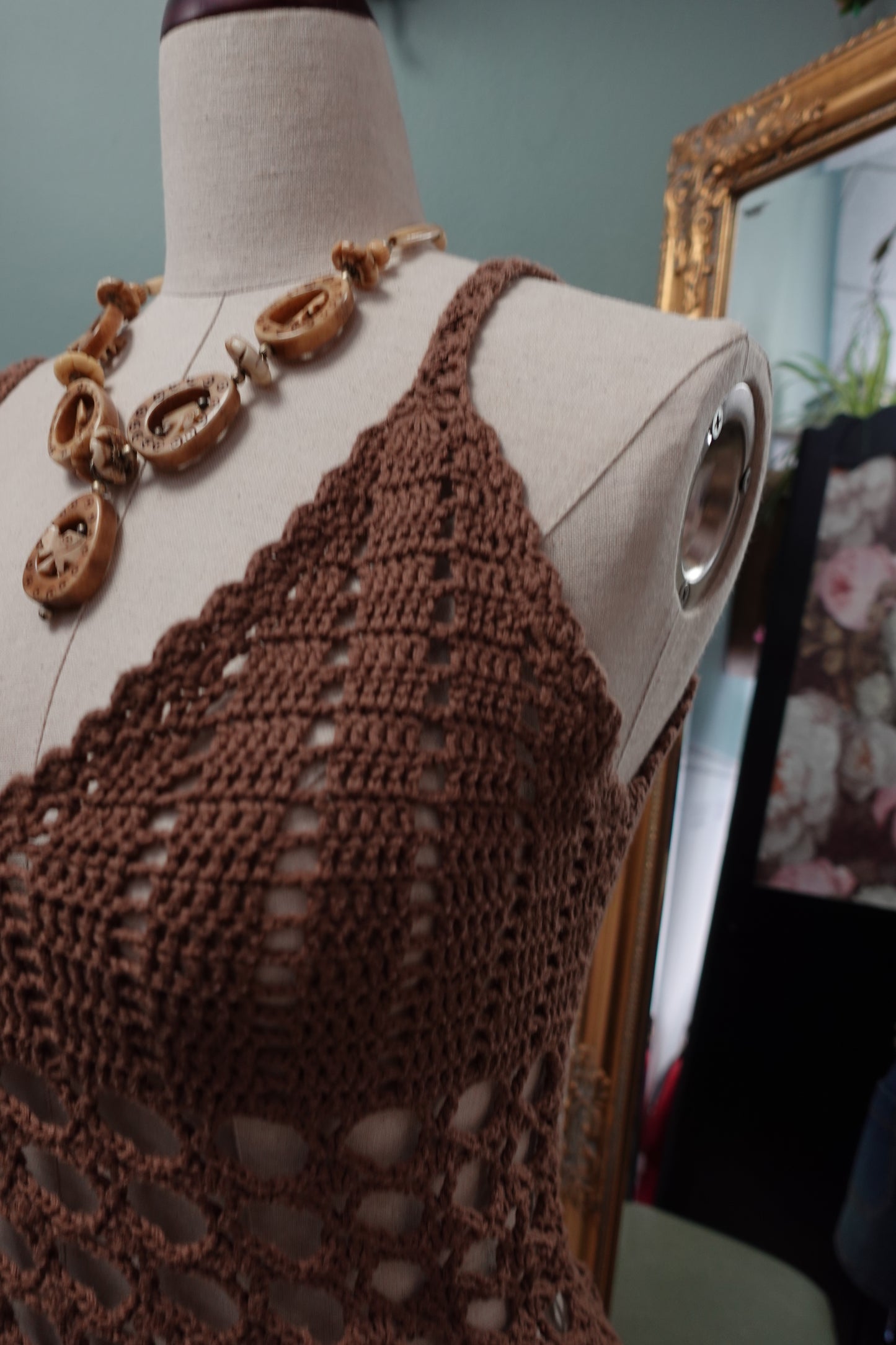 Top en crochet ajouré "Ipanema" – Marron Chocolat
