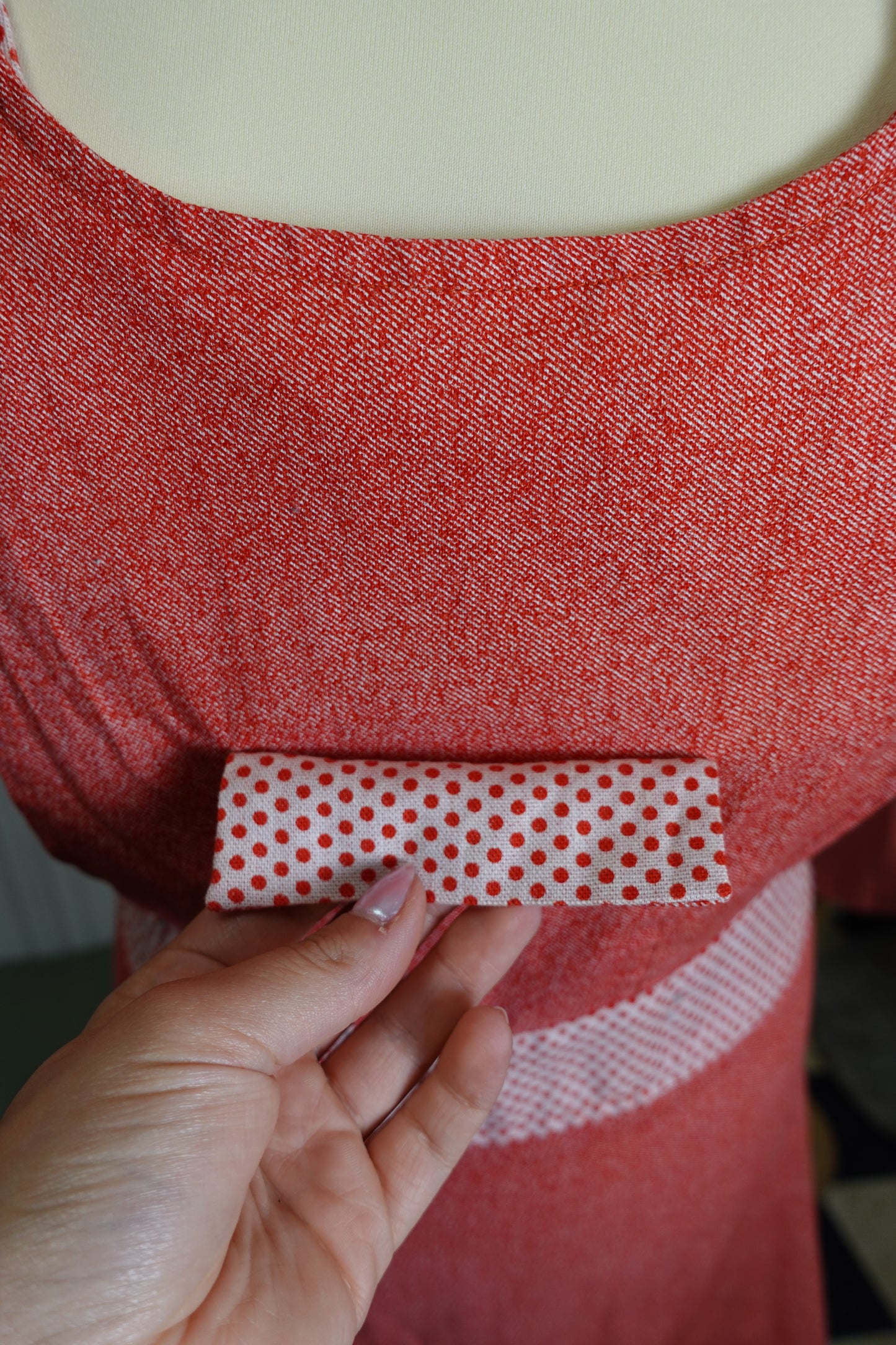 Robe salopette vintage rouge à pois – Taille S