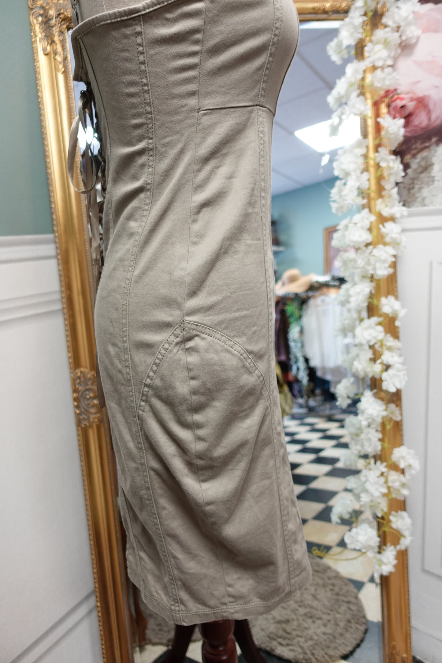 Robe corset kaki clair No Excuse – Taille 38 (taille petit