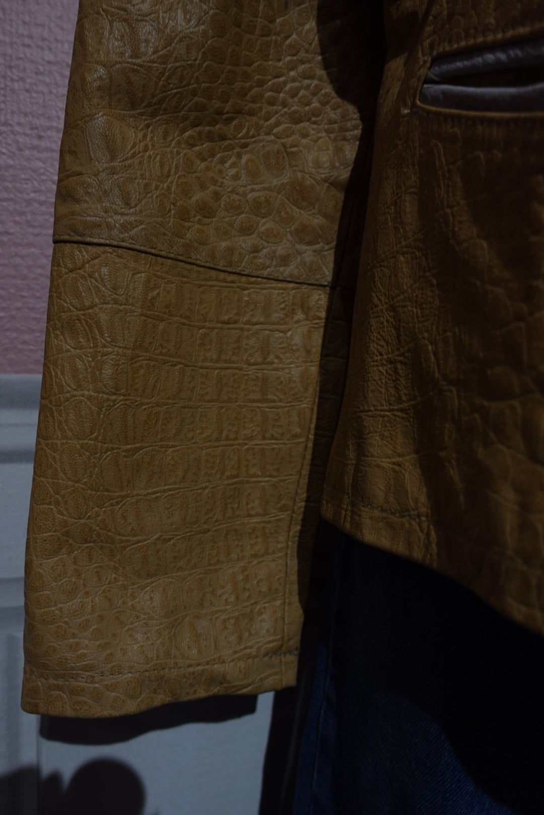 Le Biker "Cavalli" — Cuir Croco & Effet Denim (Luxe Vintage)