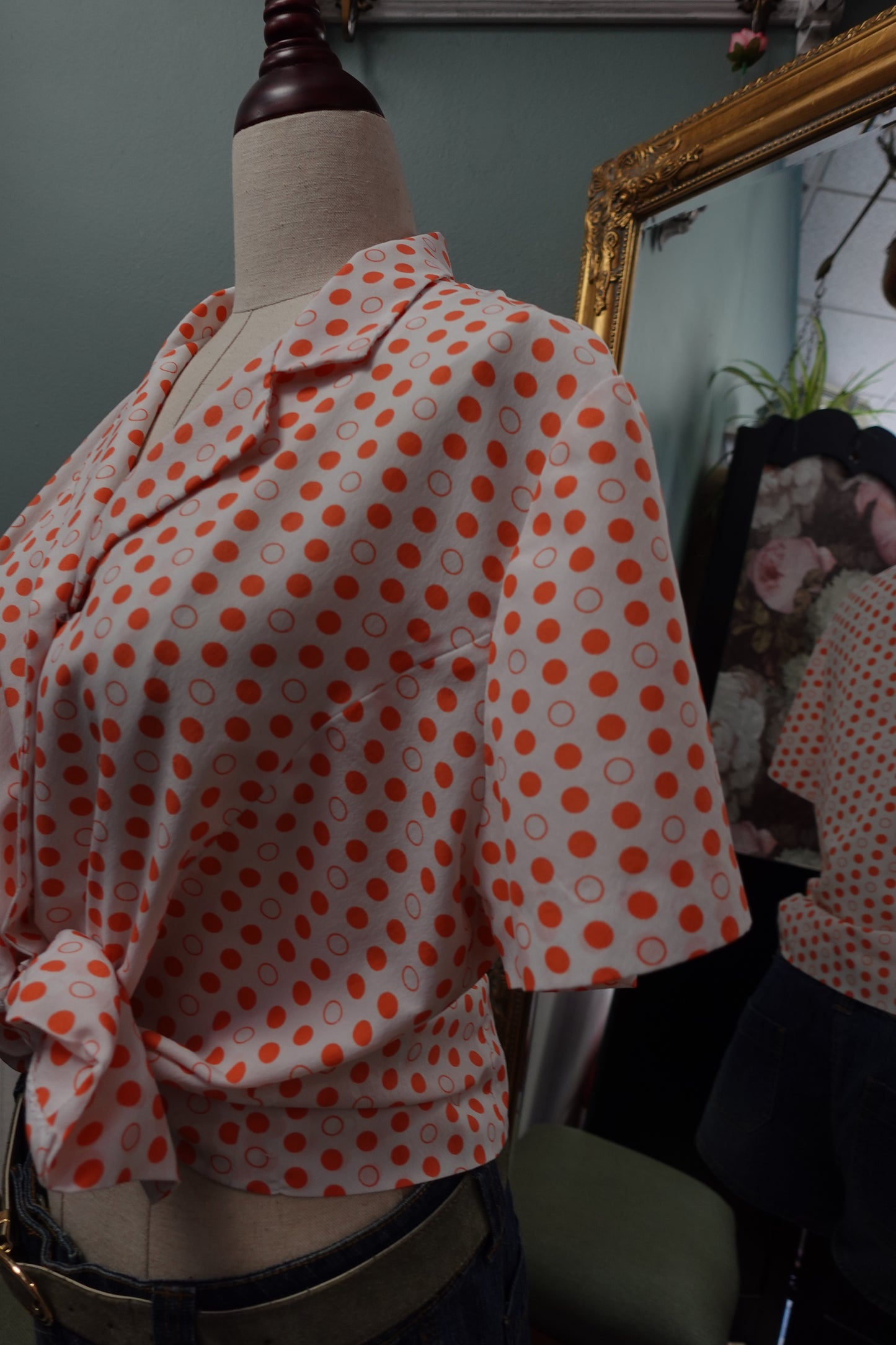 Chemise fluide à pois vitaminés "Sorbet" – Blanc, Corail & Rose