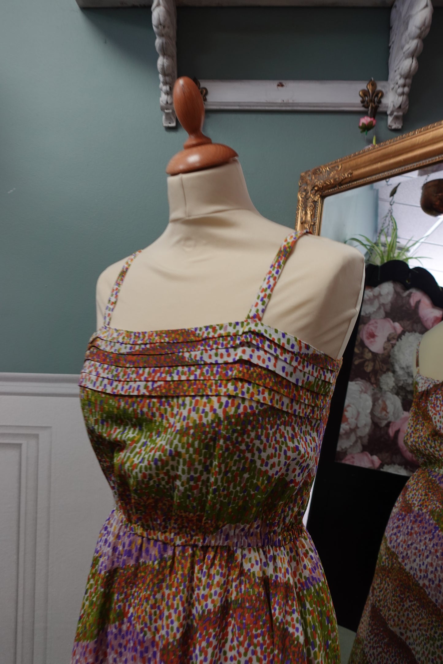 : Robe midi fluide – Crêpe Texturé Vintage 1980s