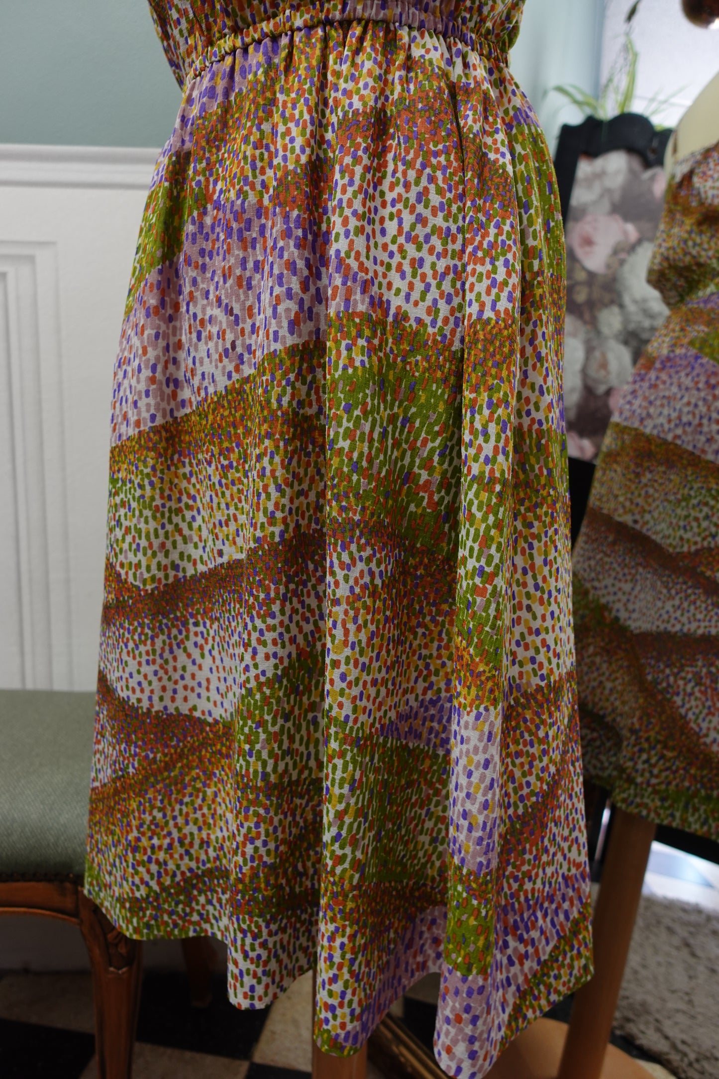 : Robe midi fluide – Crêpe Texturé Vintage 1980s