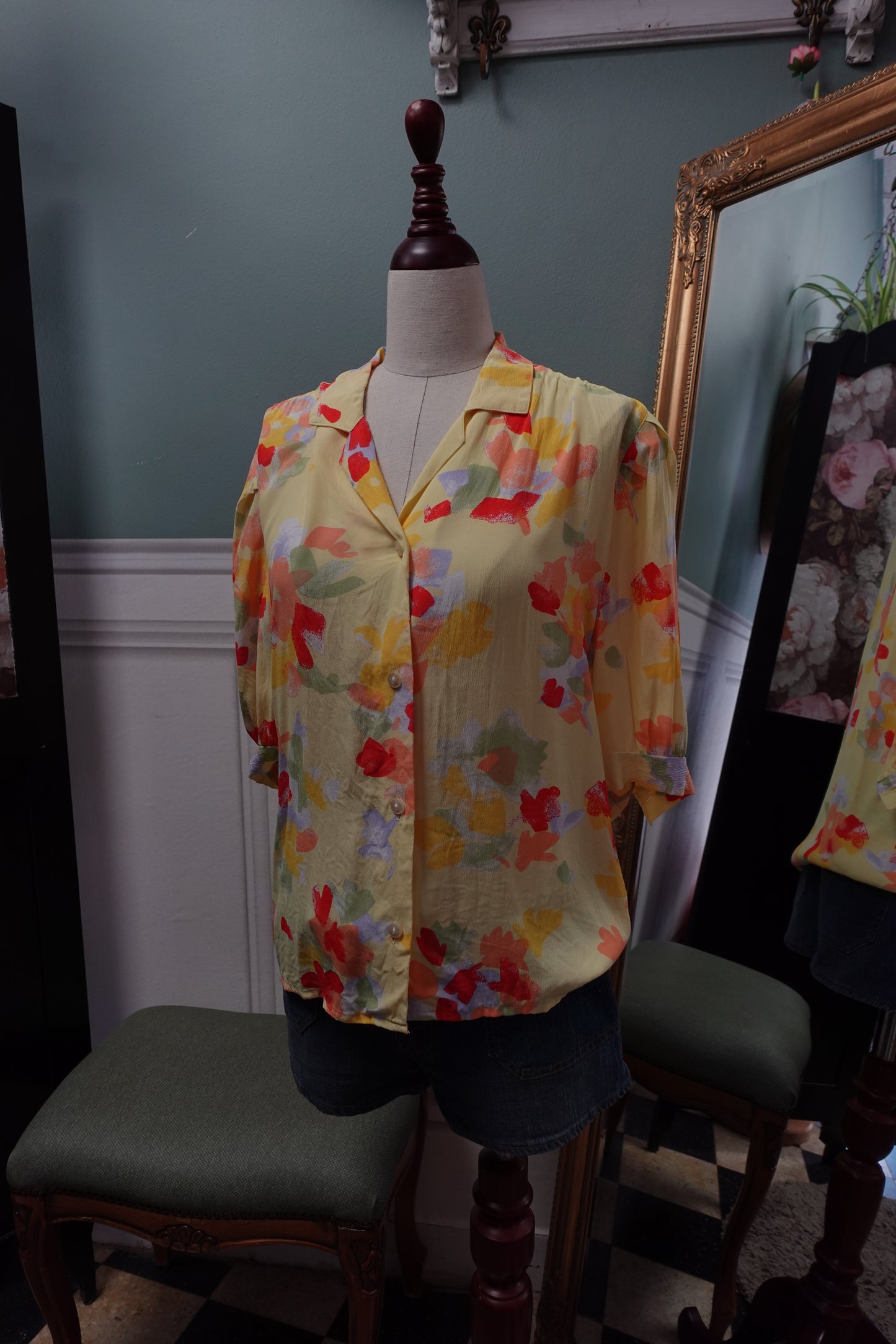 Chemisette fluide "Limonade" – Jaune Pastel & Motifs Arty