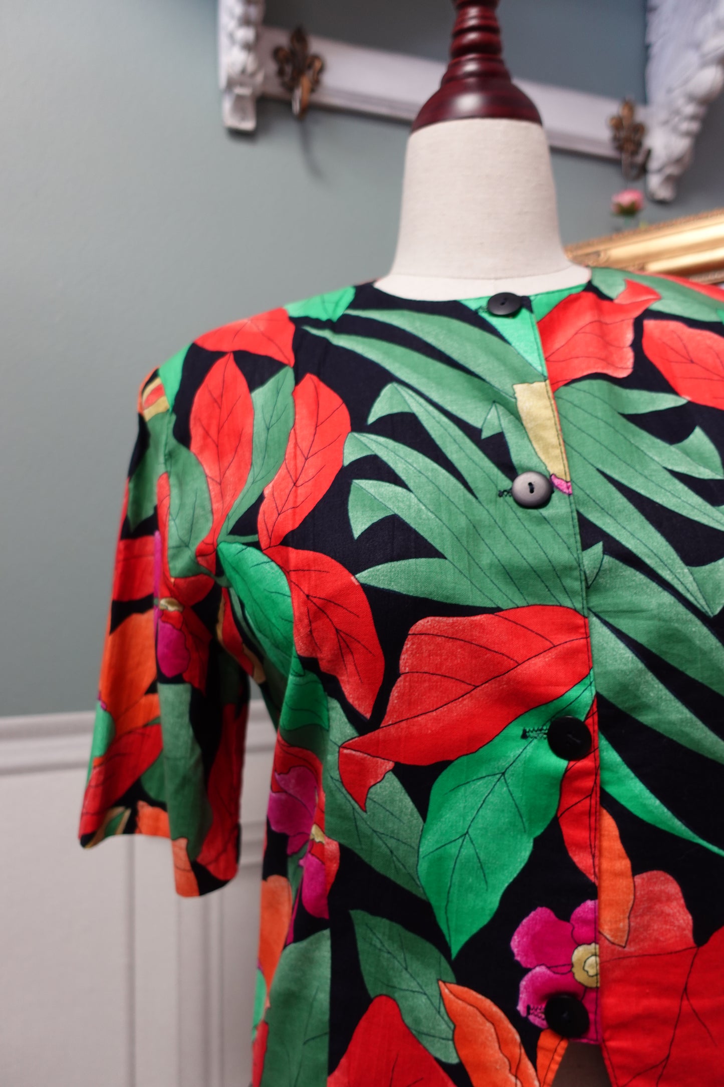 Veste-Chemise Vintage Tropicale – Sarah B. Paris (Fabriquée en France)