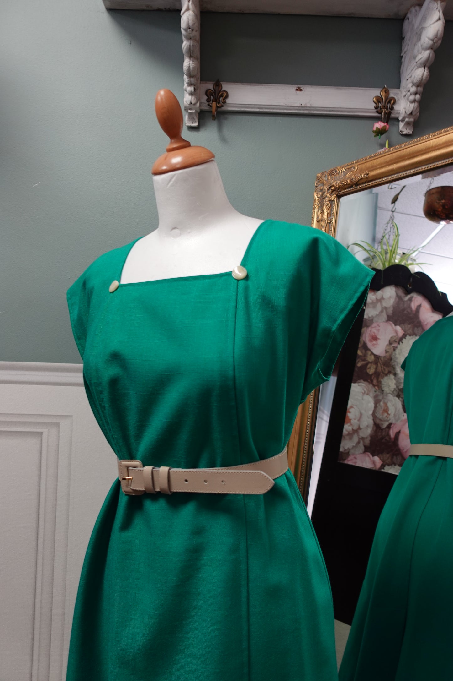 Robe midi artisanale - Verte & Fait main