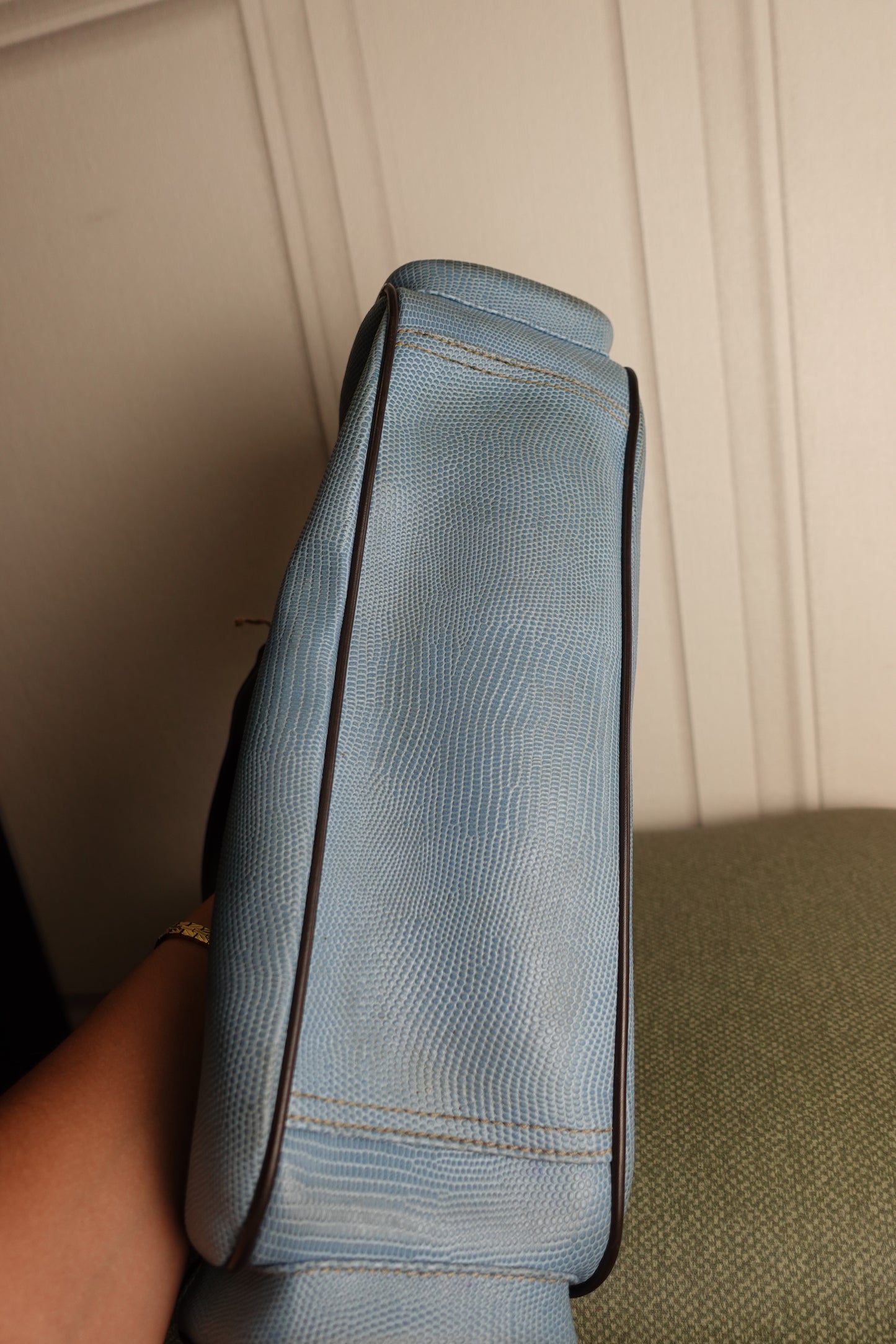 Sac à main vintage SOCO en cuir bleu ciel