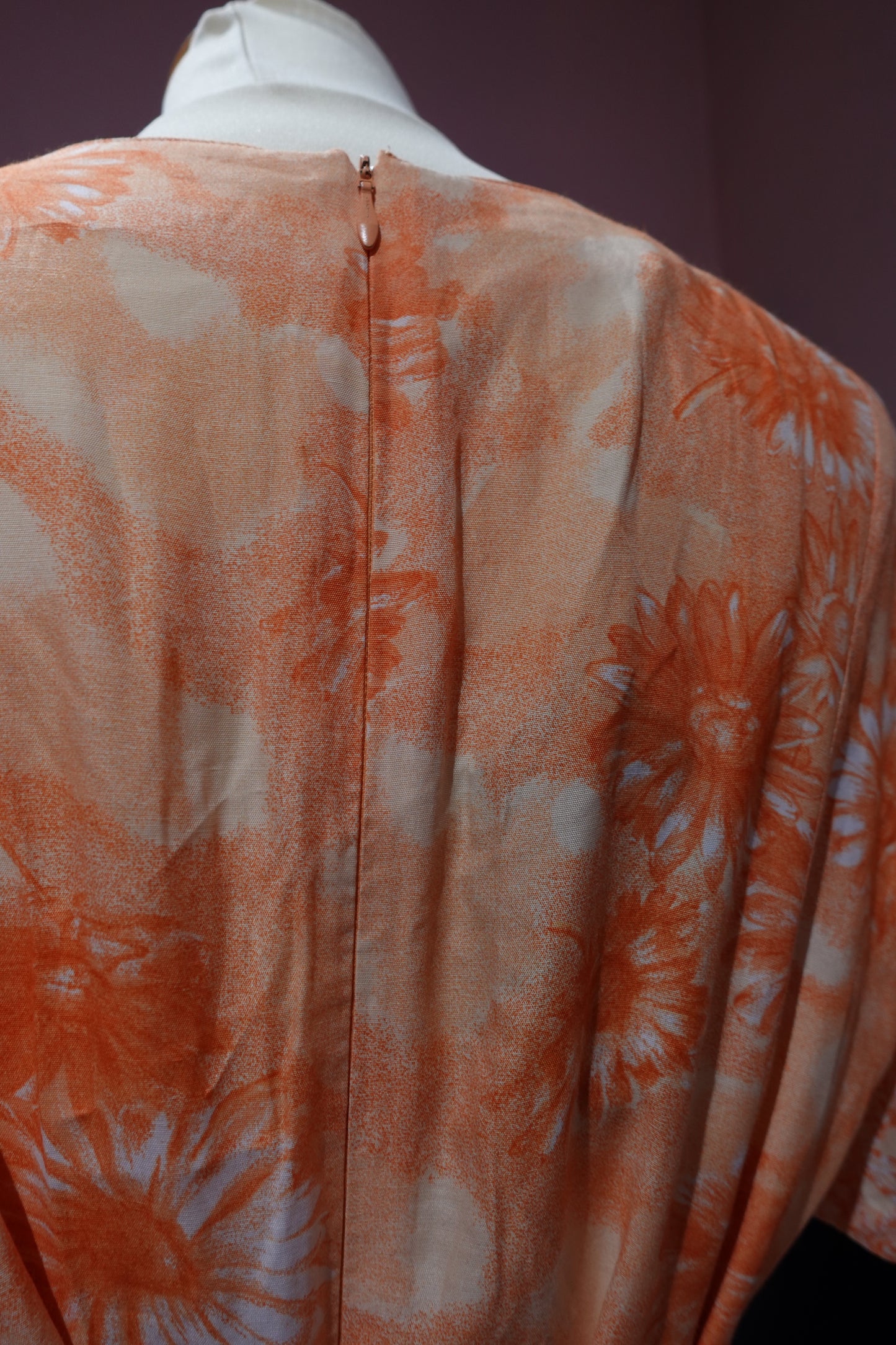 Robe Midi Vintage "Mandarine Florale" – Ajustable & Fluide