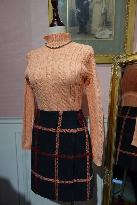 Pull Vintage Fait Main en Maille Torsadée - Rose Saumon