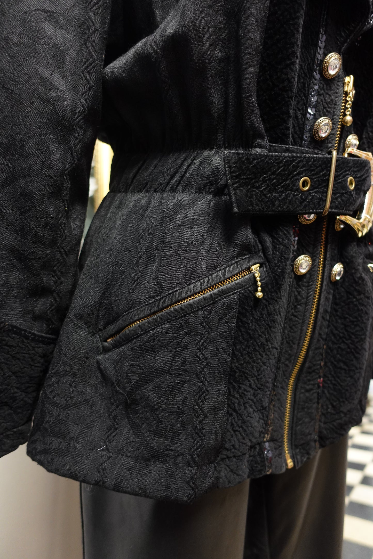 Veste Blazer Longue "Midnight" à Sequins et Ceinture — Pièce d'Archive Rétro