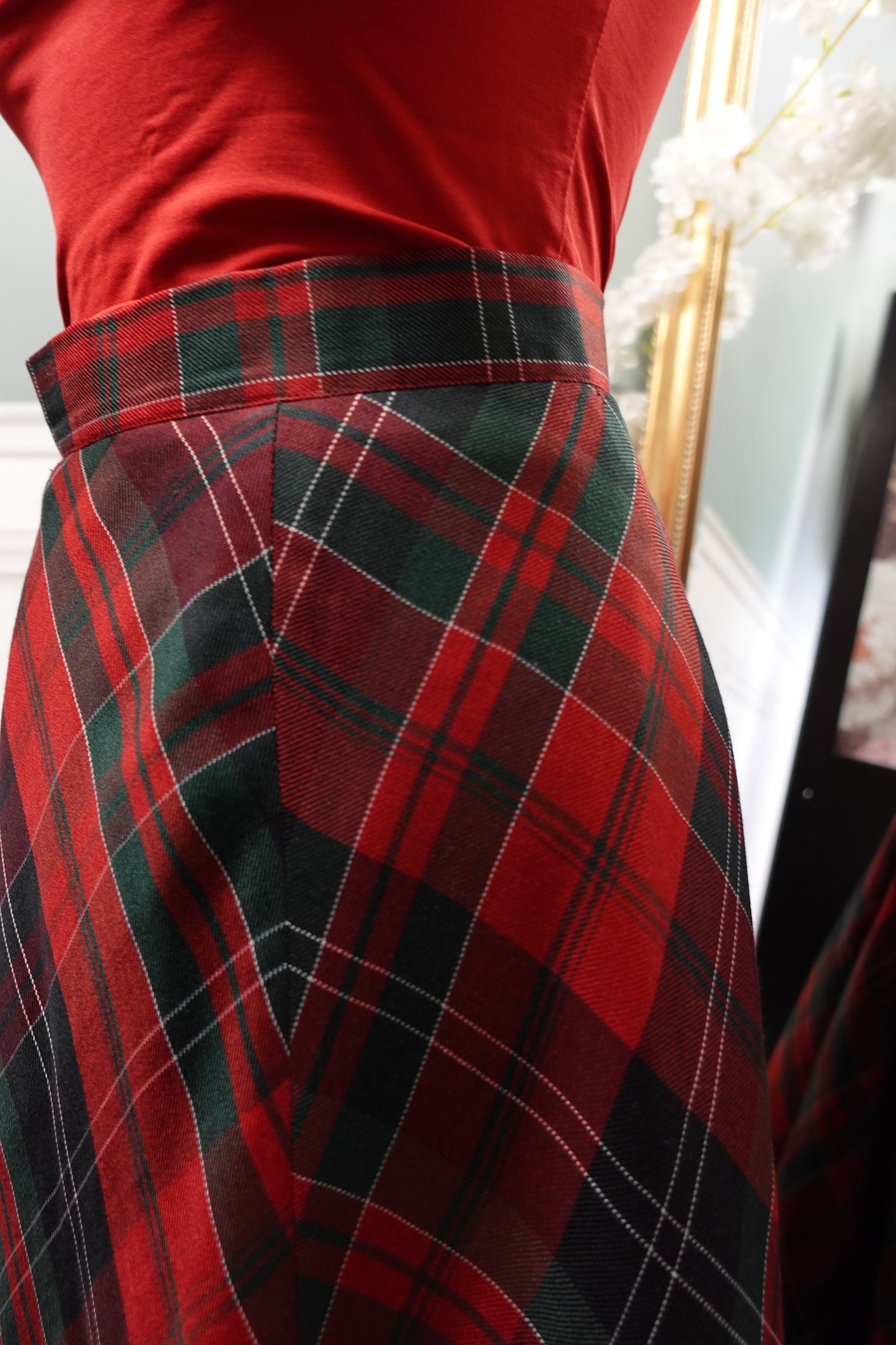 Jupe Vintage à Motif Tartan Rouge d’Exception