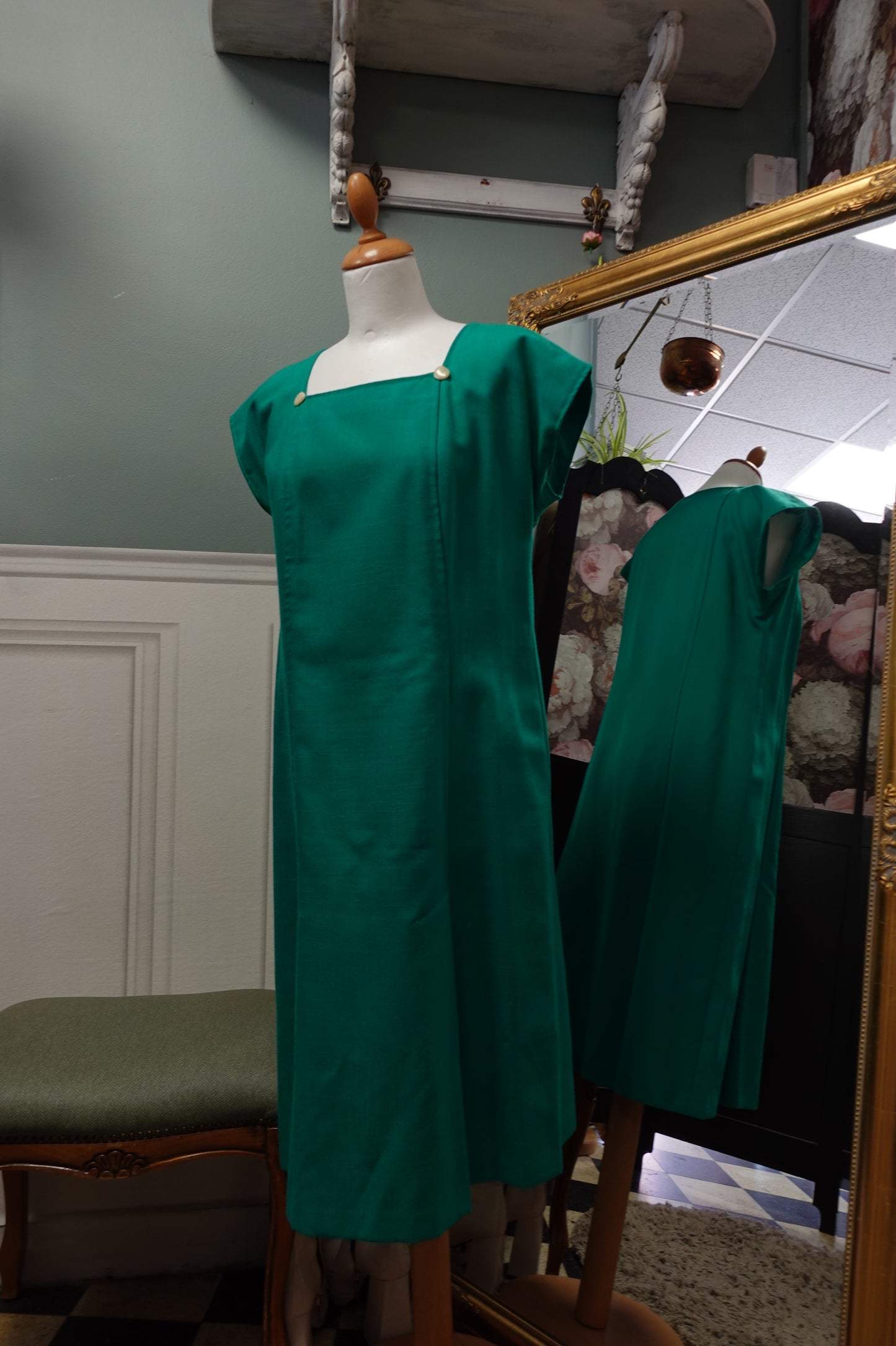 Robe midi artisanale - Verte & Fait main