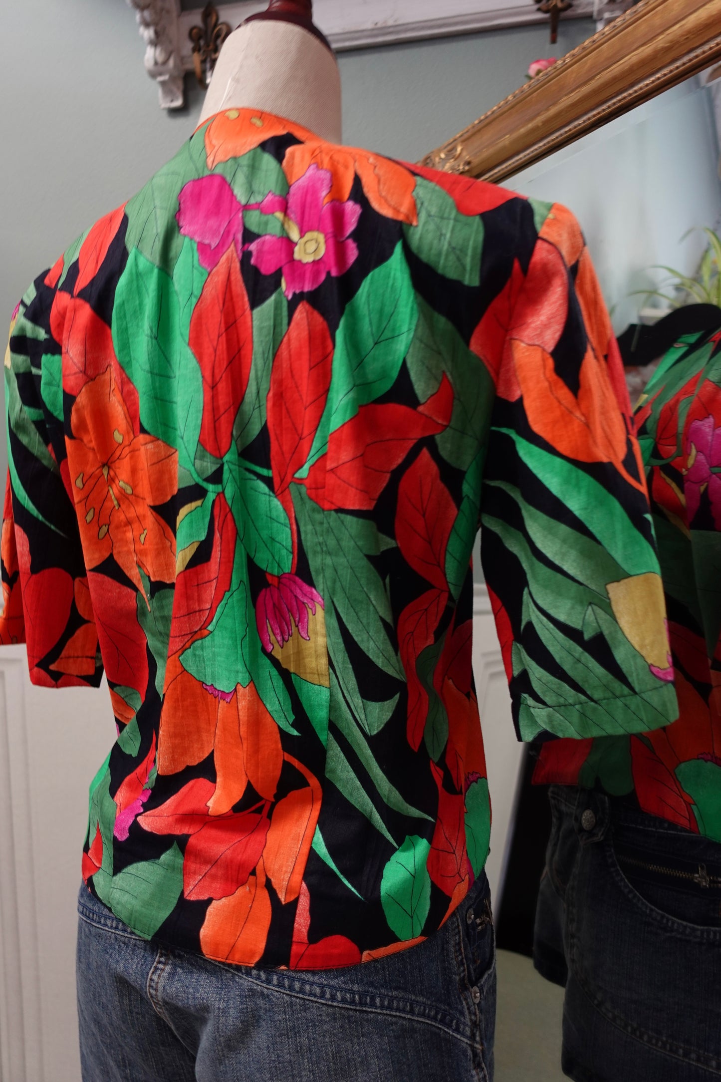 Veste-Chemise Vintage Tropicale – Sarah B. Paris (Fabriquée en France)