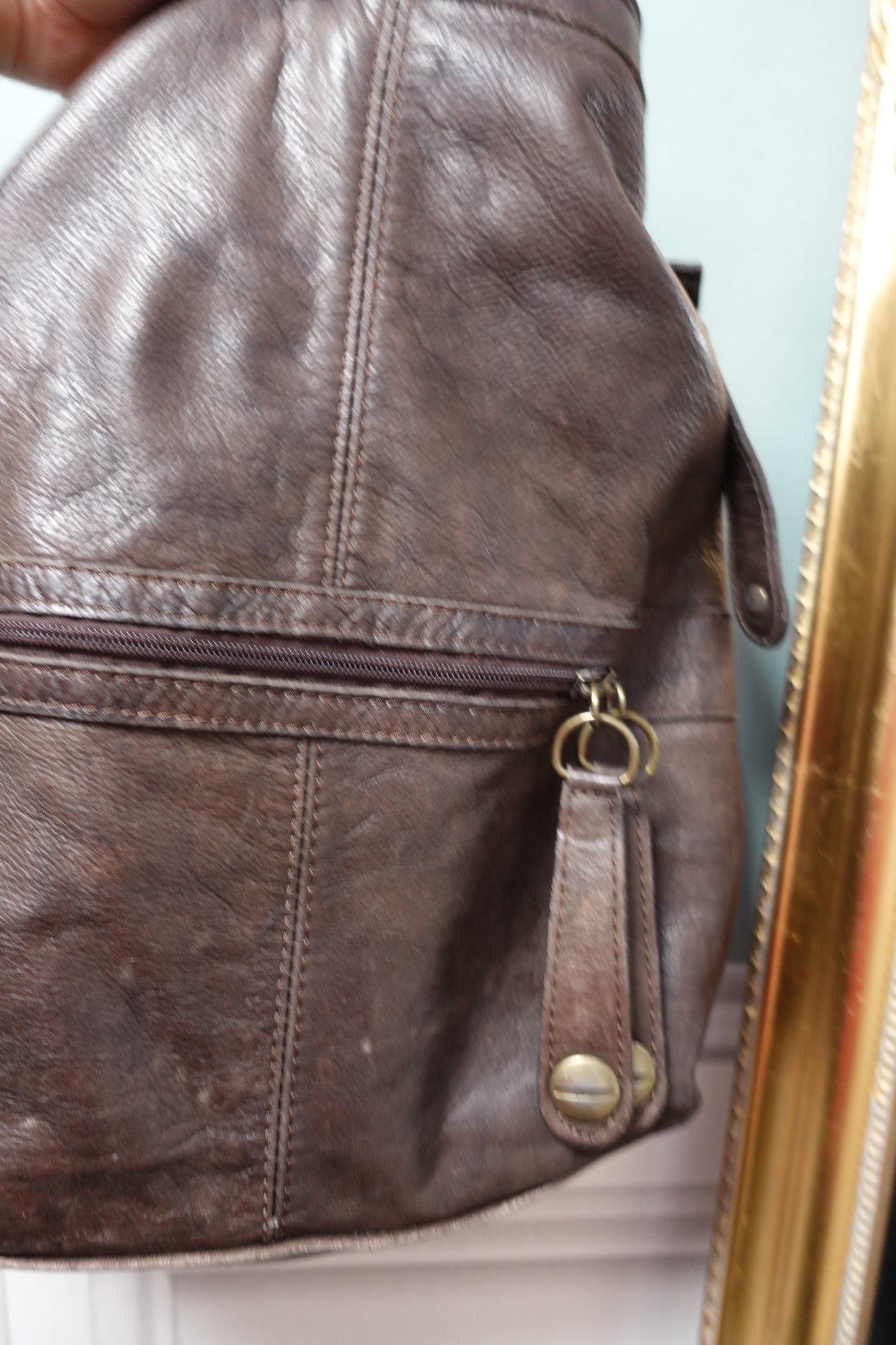 Sac hobo vintage en cuir marron