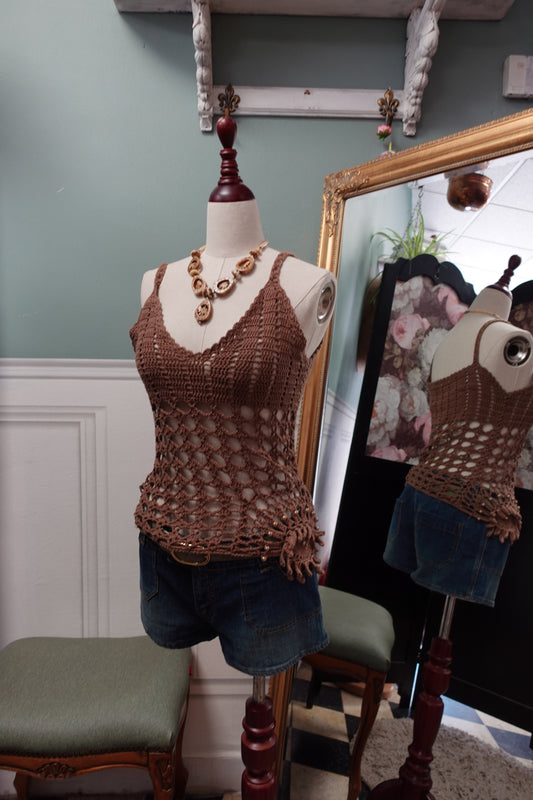 Top en crochet ajouré "Ipanema" – Marron Chocolat