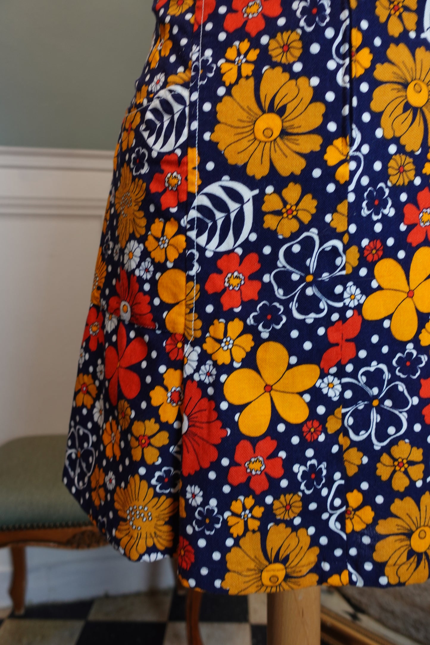 Robe vintage Hubert Made in France 60s-70s en coton fleuri – Taille 36