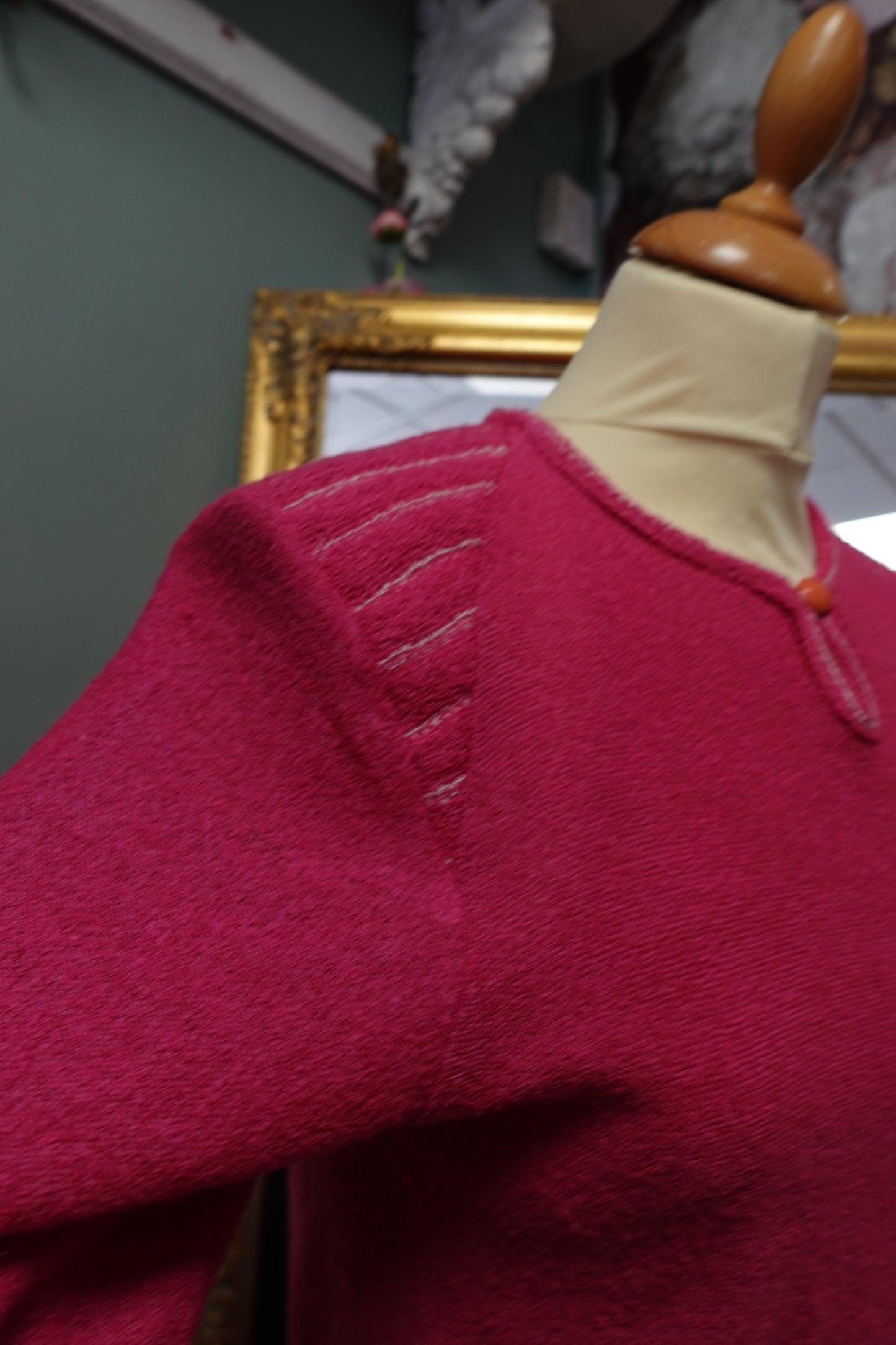 Robe midi en maille texturée – Rose Vintage C&A 1980s