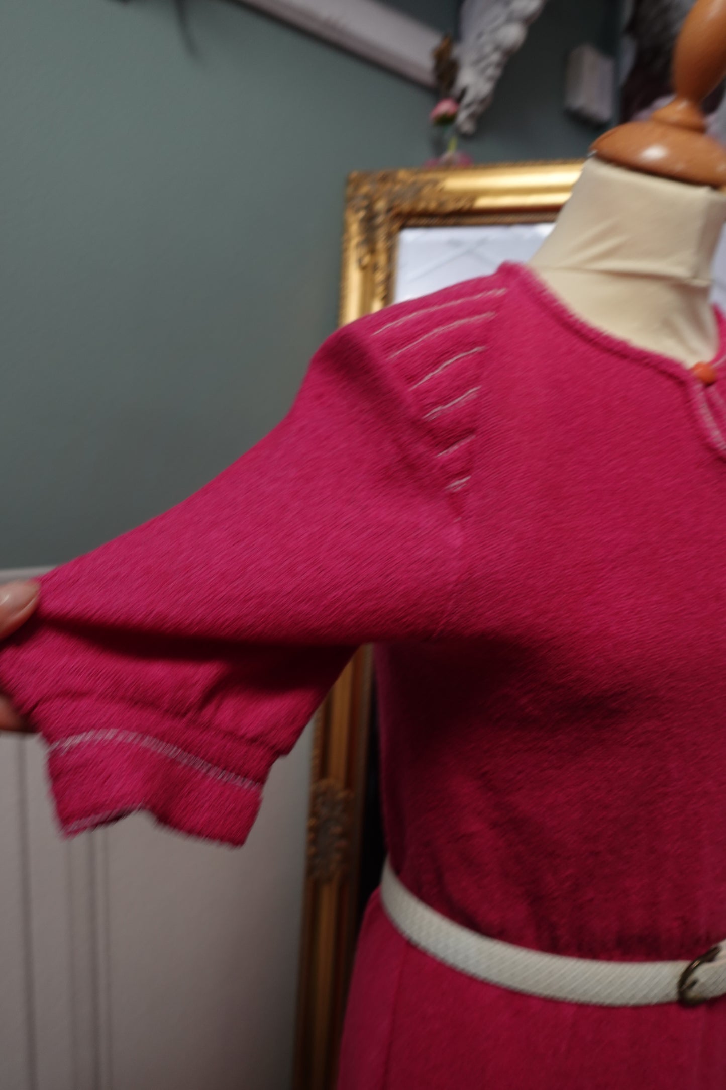 Robe midi en maille texturée – Rose Vintage C&A 1980s