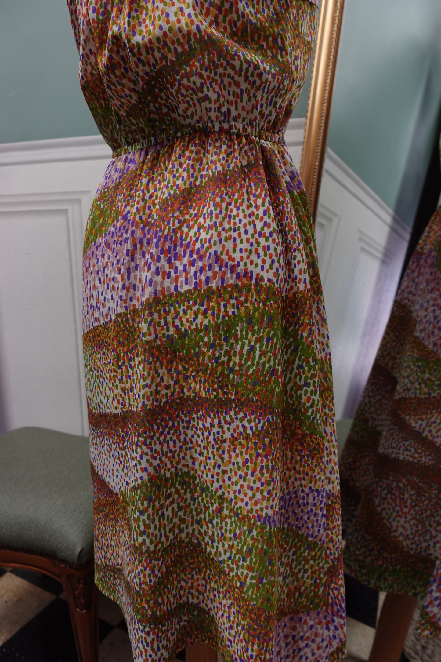 : Robe midi fluide – Crêpe Texturé Vintage 1980s