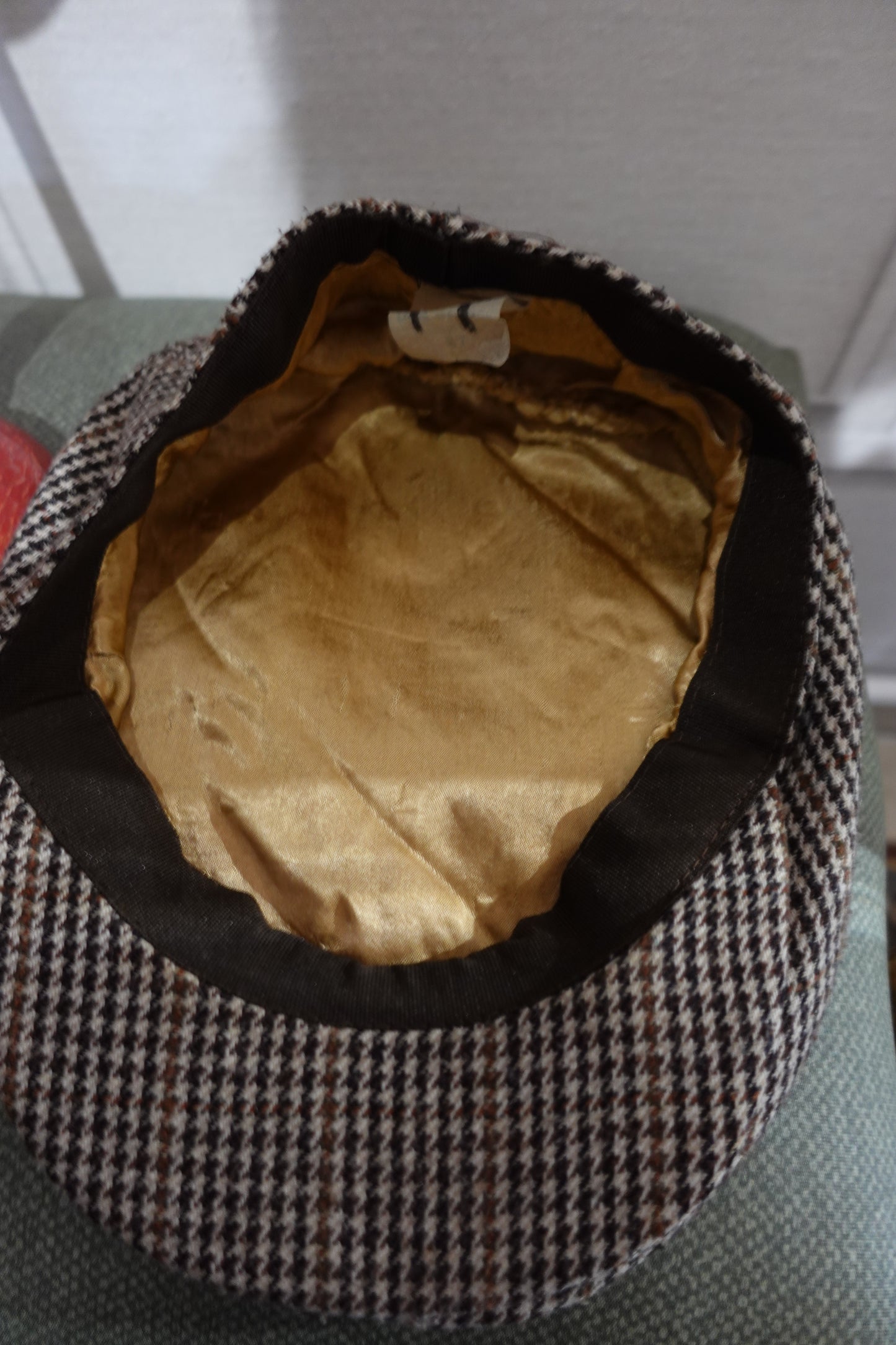 Casquette Gavroche Vintage en Laine - Motif Chevrons Marron