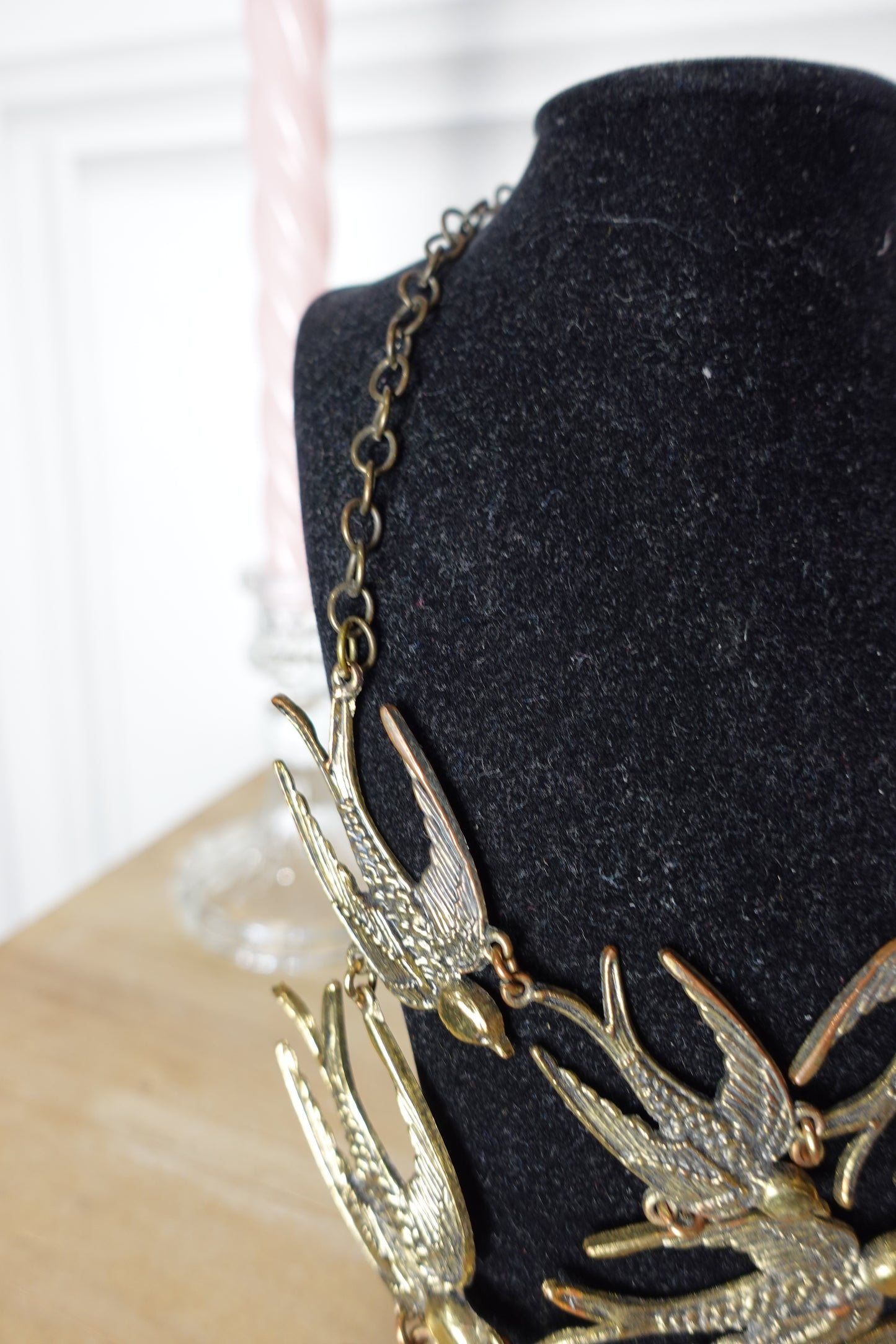 Collier vintage Hirondelles en métal doré