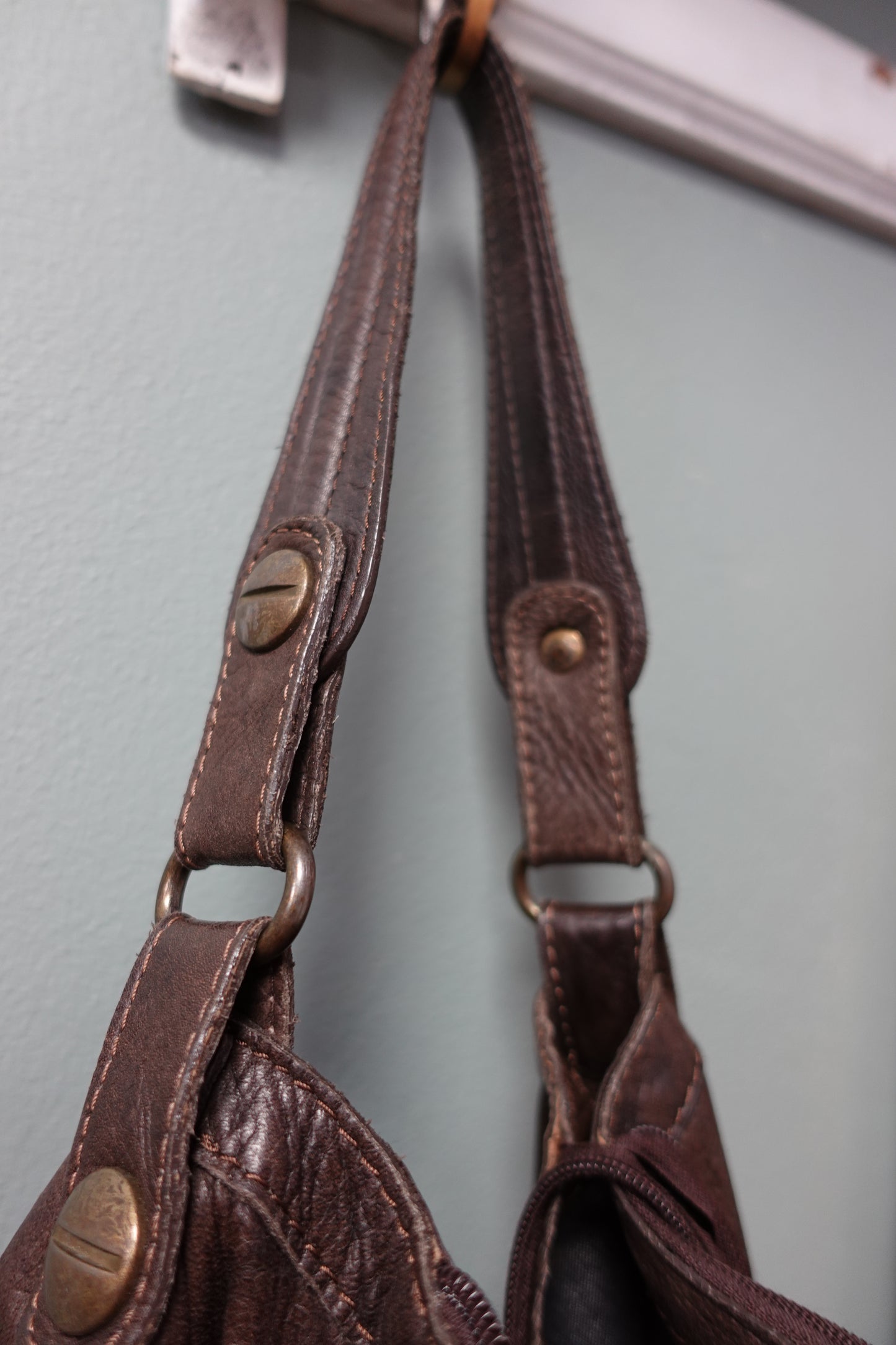 Sac hobo vintage en cuir marron