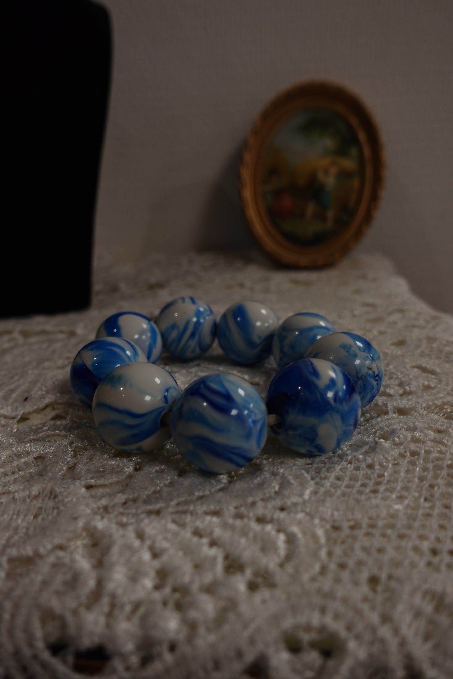 Bracelet "Chunky" Marbré - Bleu & Blanc