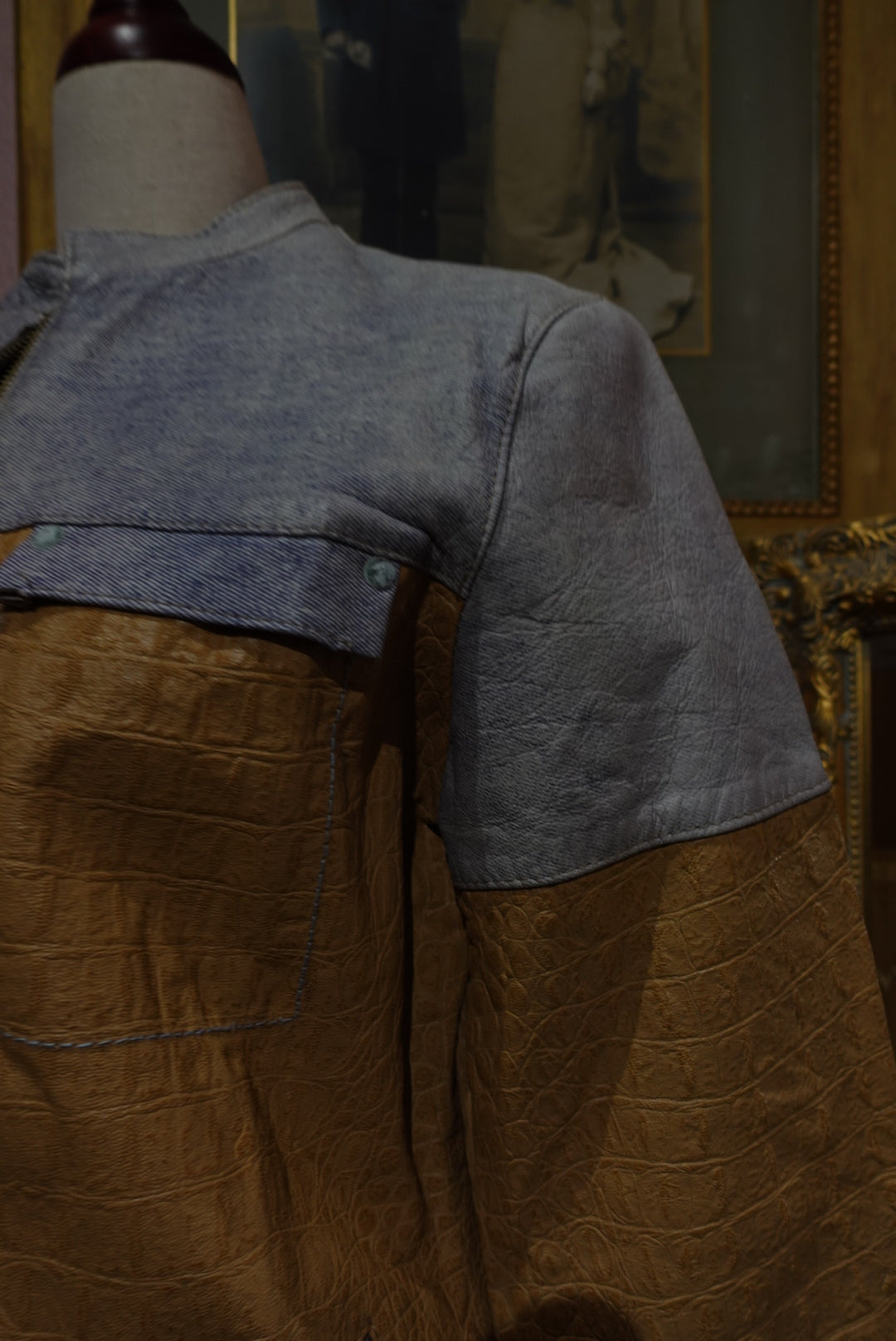 Le Biker "Cavalli" — Cuir Croco & Effet Denim (Luxe Vintage)
