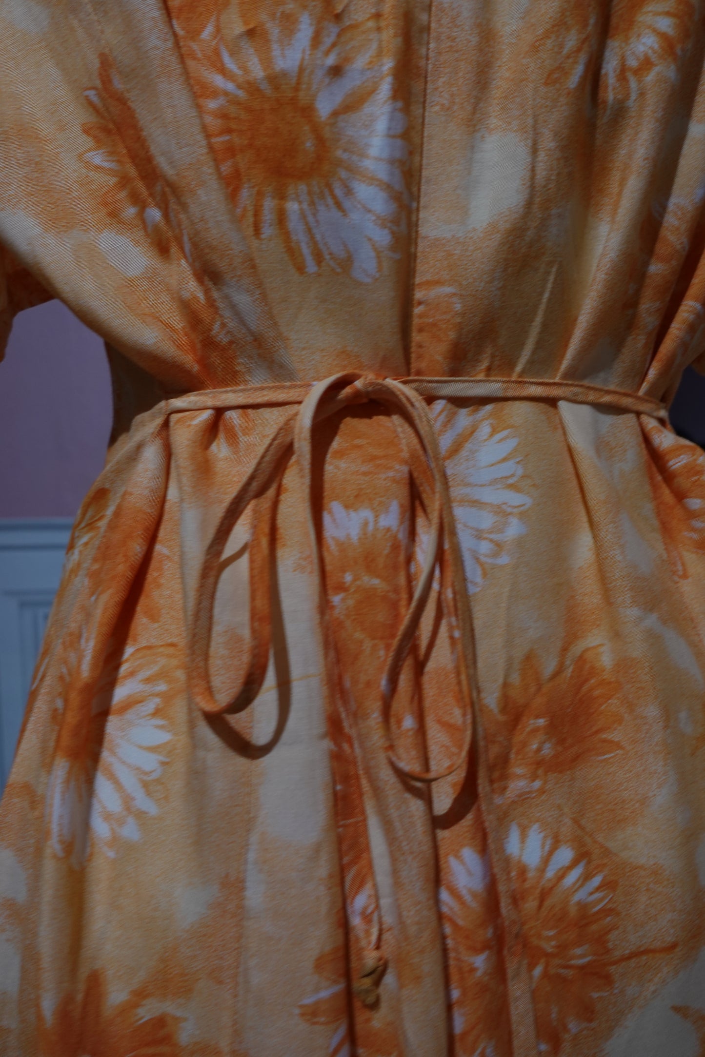 Robe Midi Vintage "Mandarine Florale" – Ajustable & Fluide