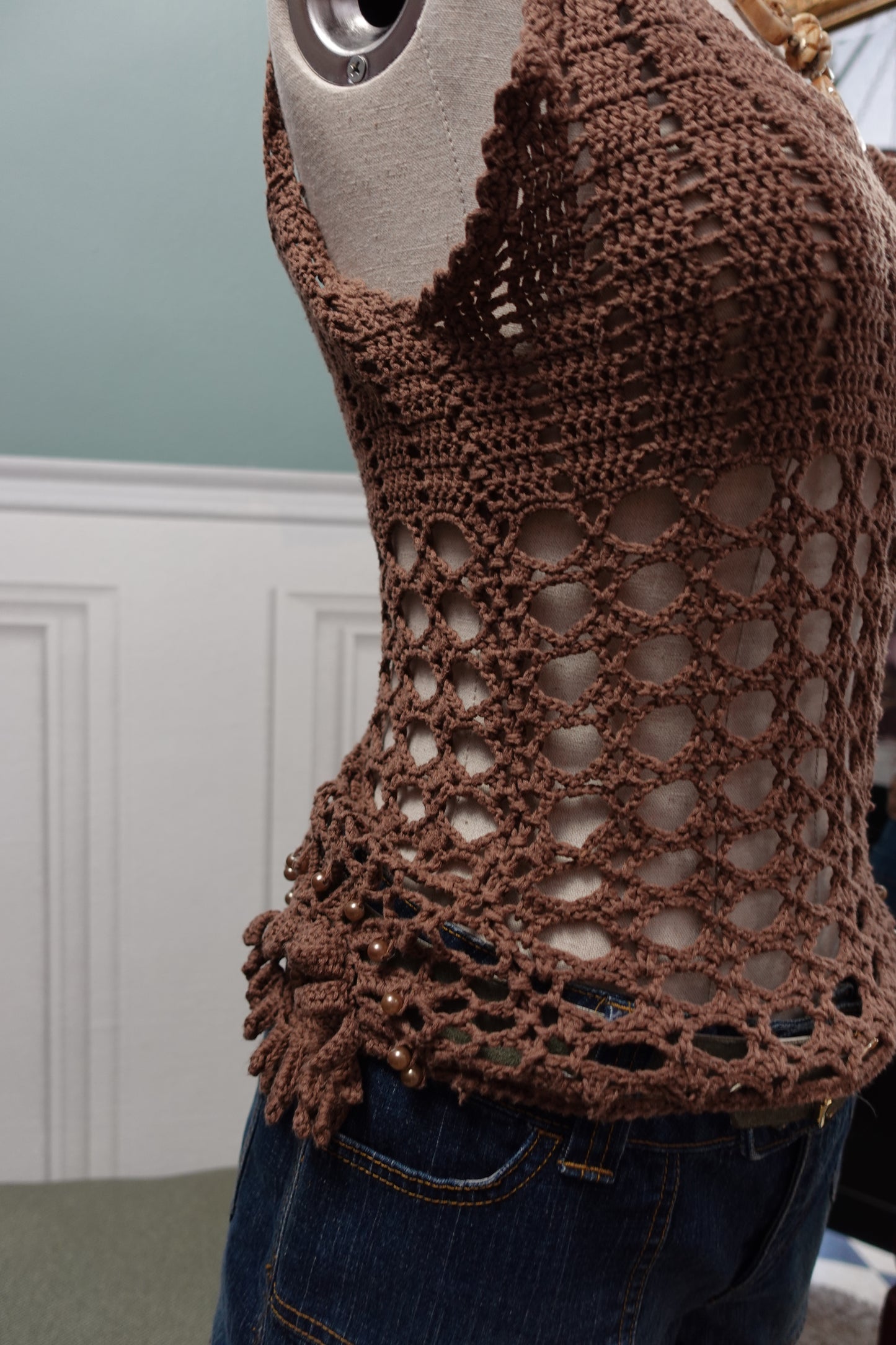 Top en crochet ajouré "Ipanema" – Marron Chocolat