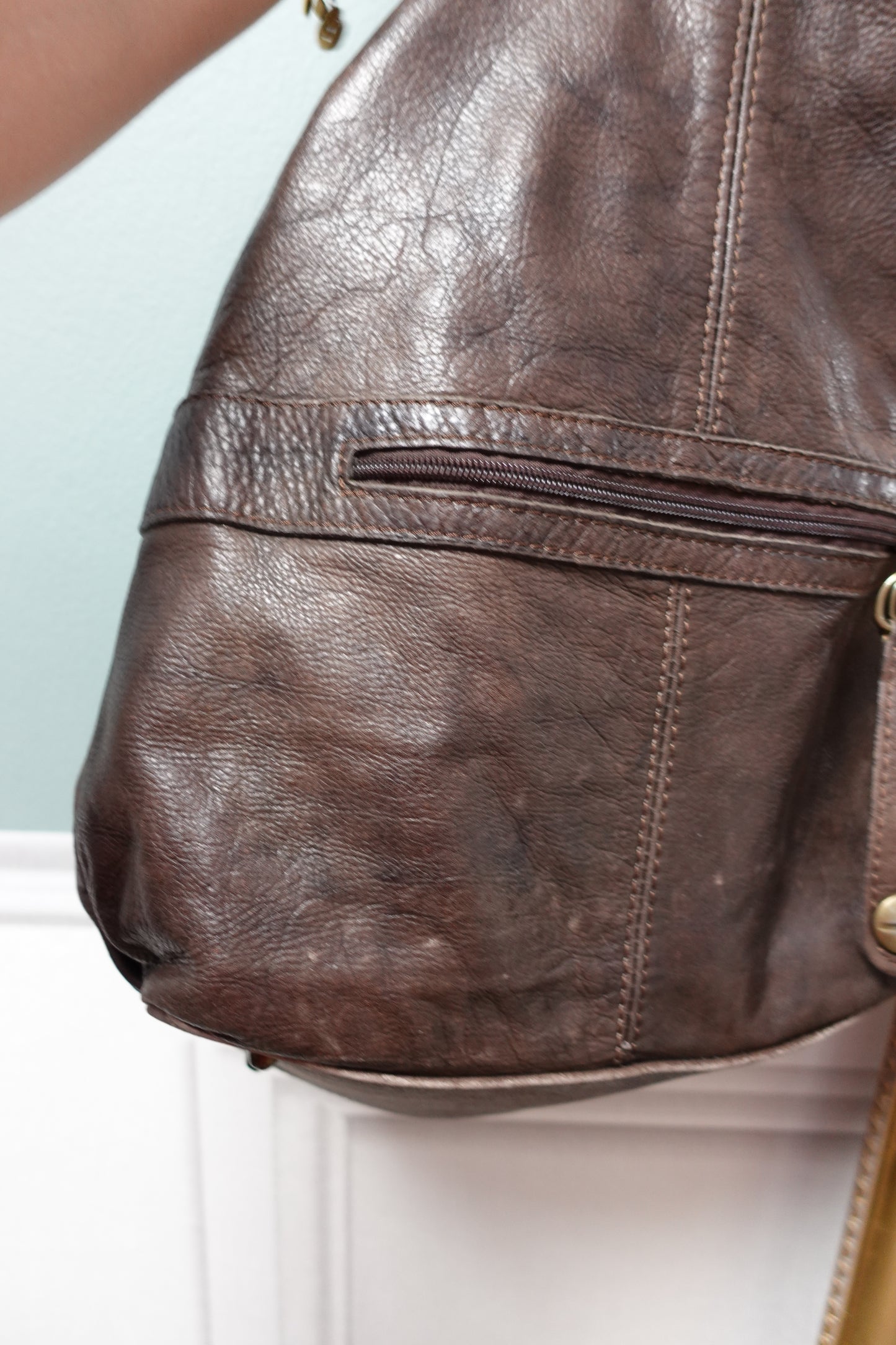 Sac hobo vintage en cuir marron
