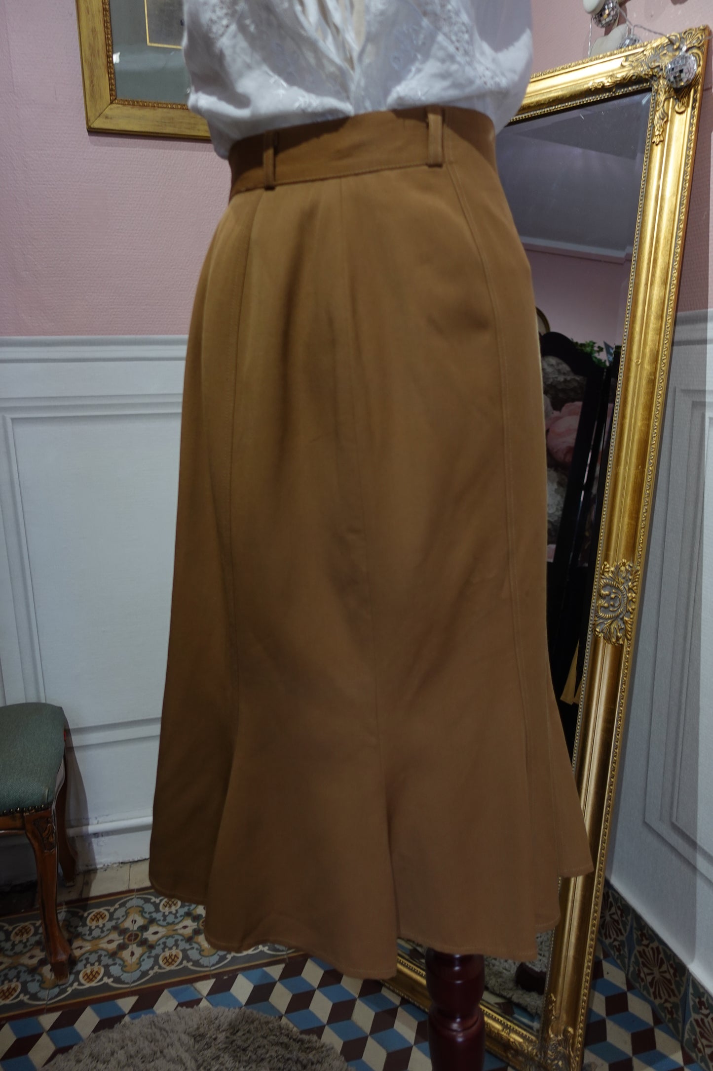 La Jupe Évasée en Laine "Maison Rodier" – Camel