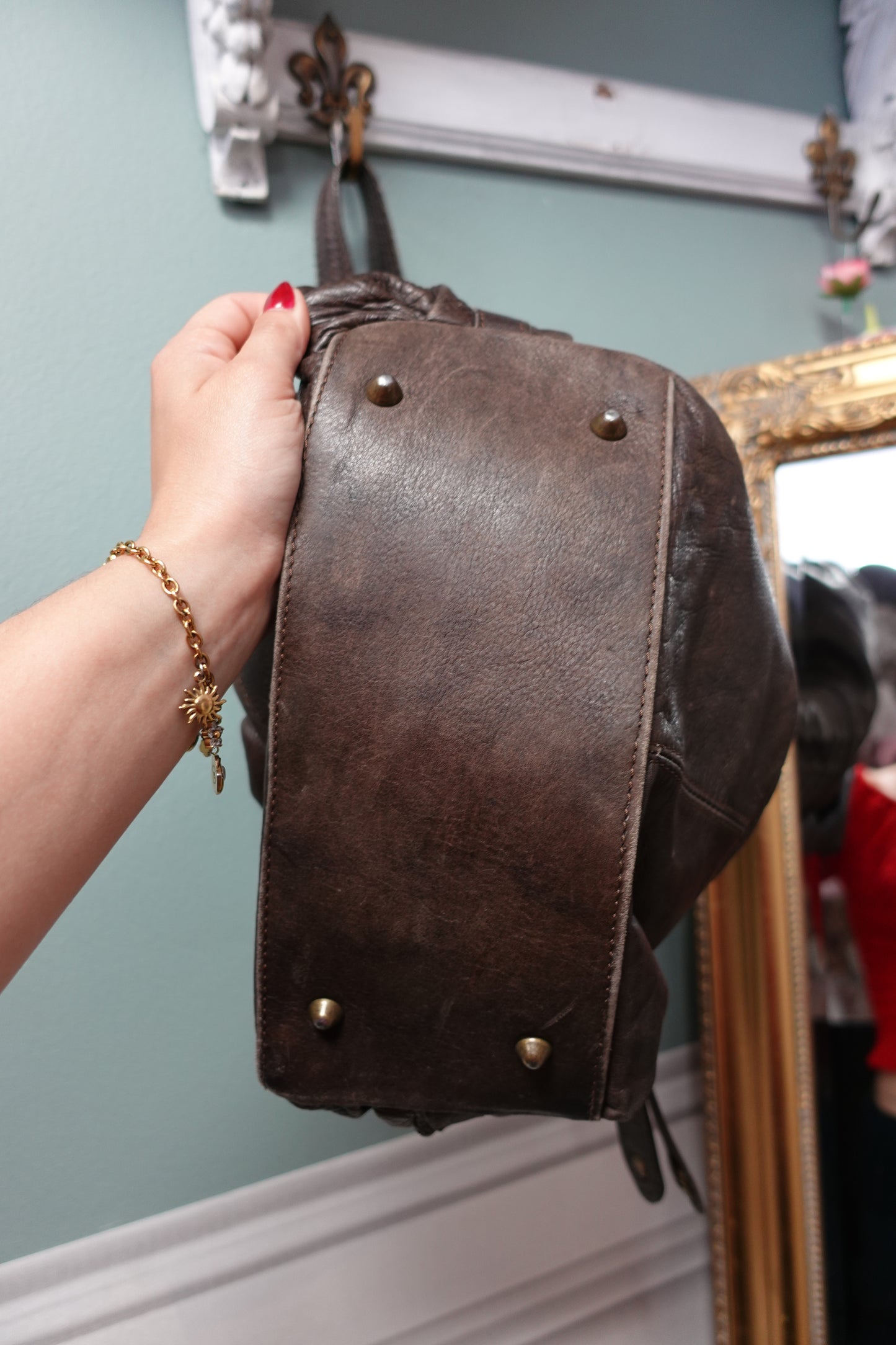 Sac hobo vintage en cuir marron