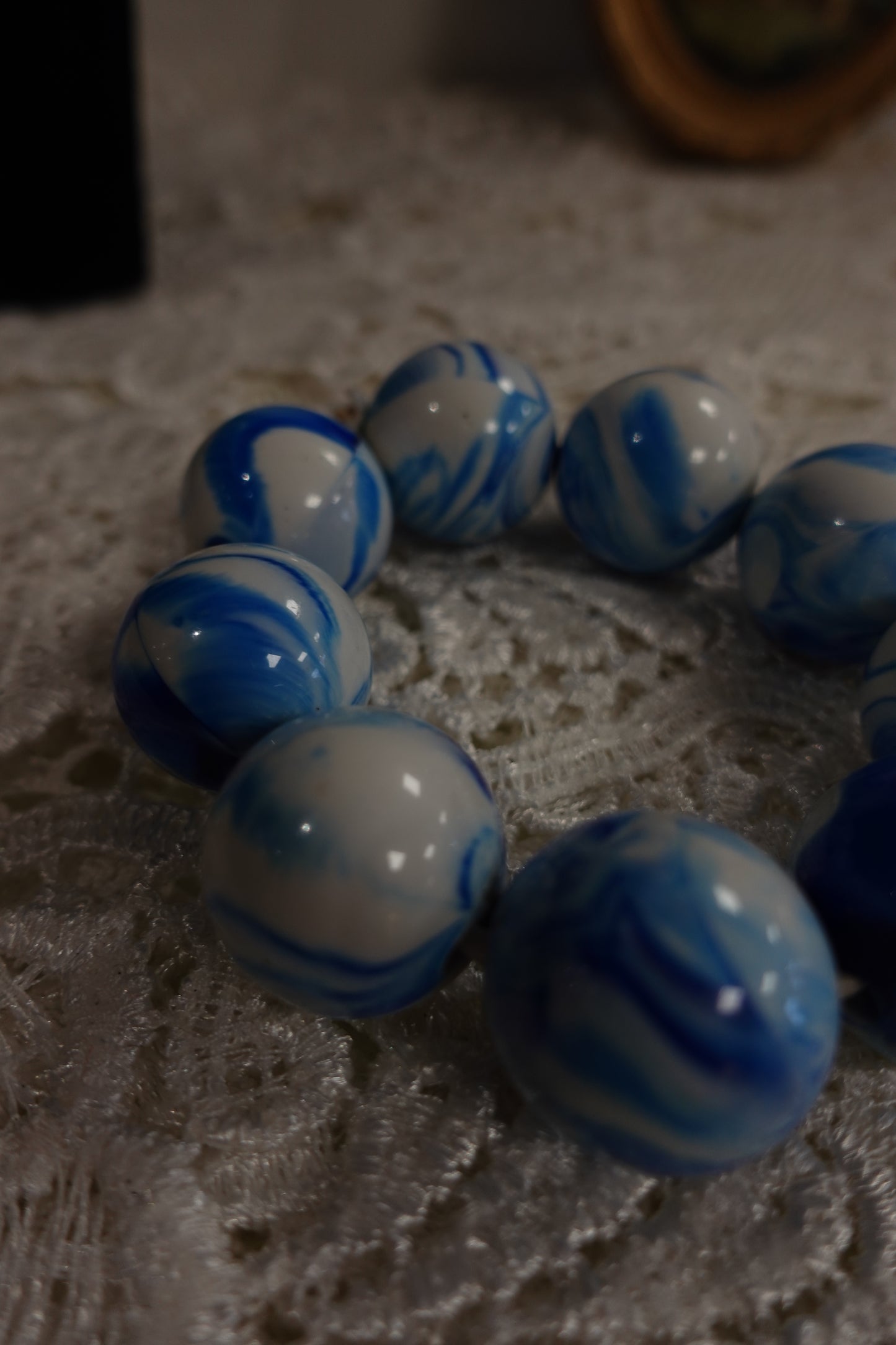 Bracelet "Chunky" Marbré - Bleu & Blanc
