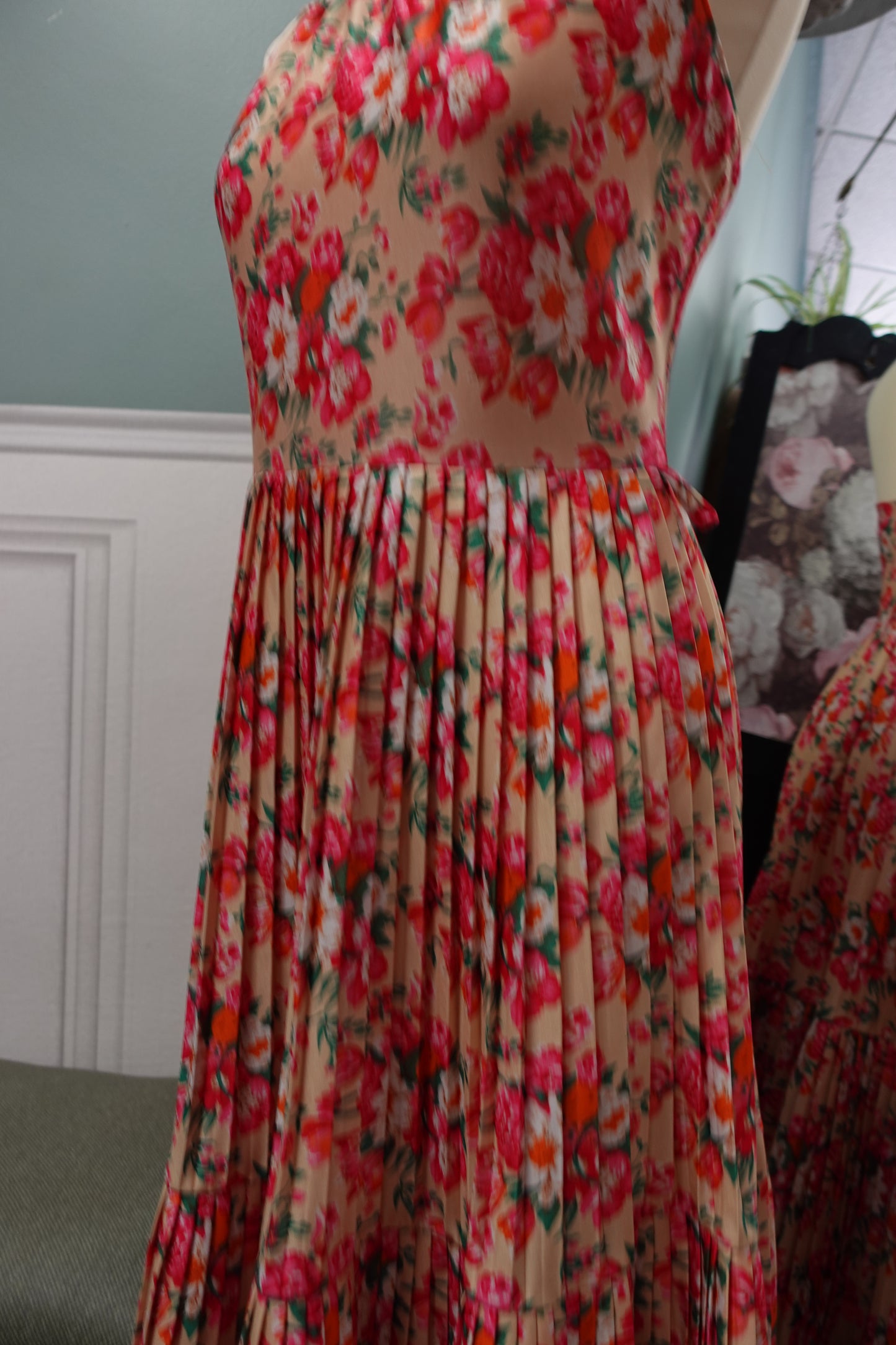 Robe midi dos nu plissée – Imprimé Floral John Rag Vintage