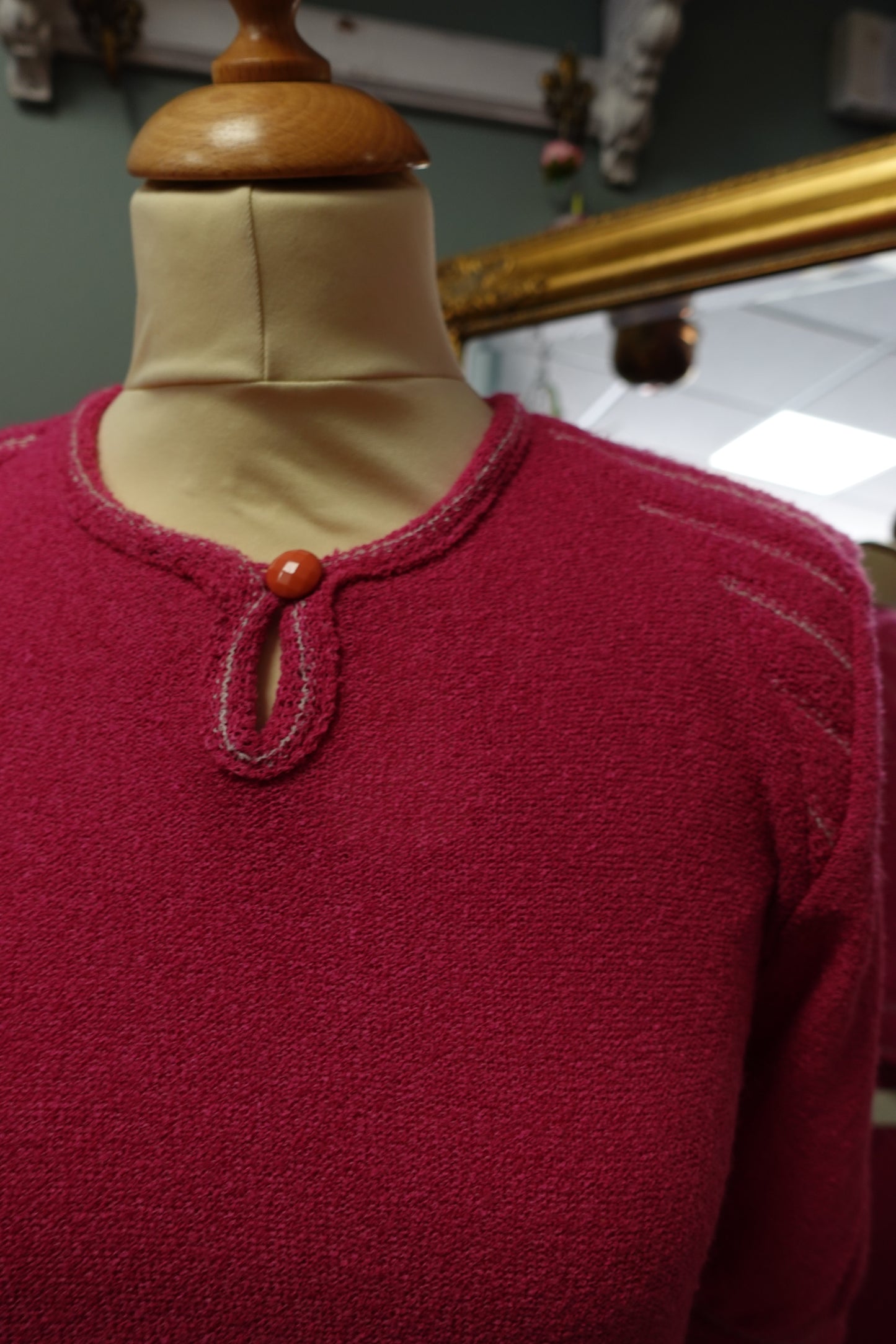 Robe midi en maille texturée – Rose Vintage C&A 1980s