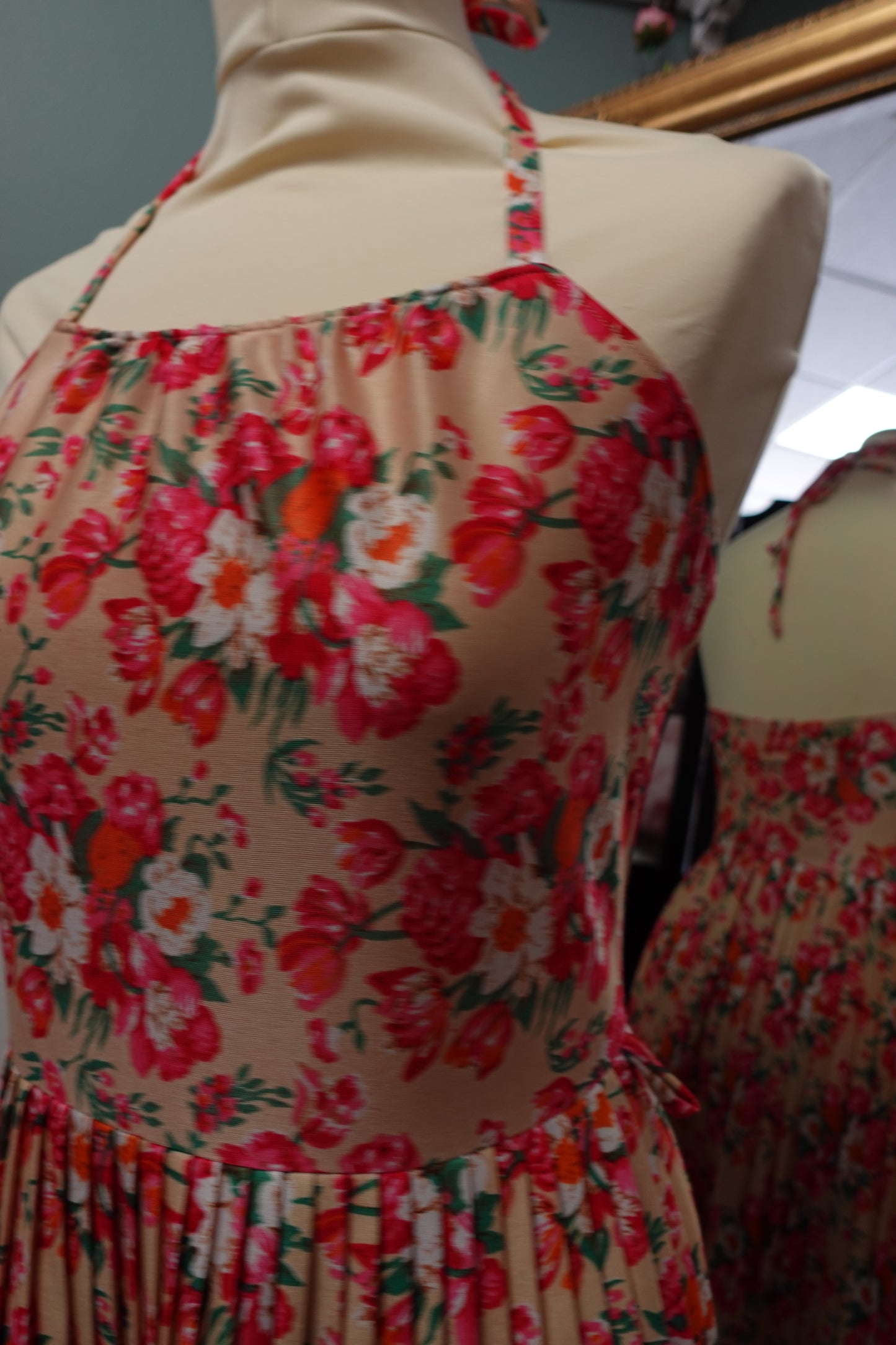 Robe midi dos nu plissée – Imprimé Floral John Rag Vintage
