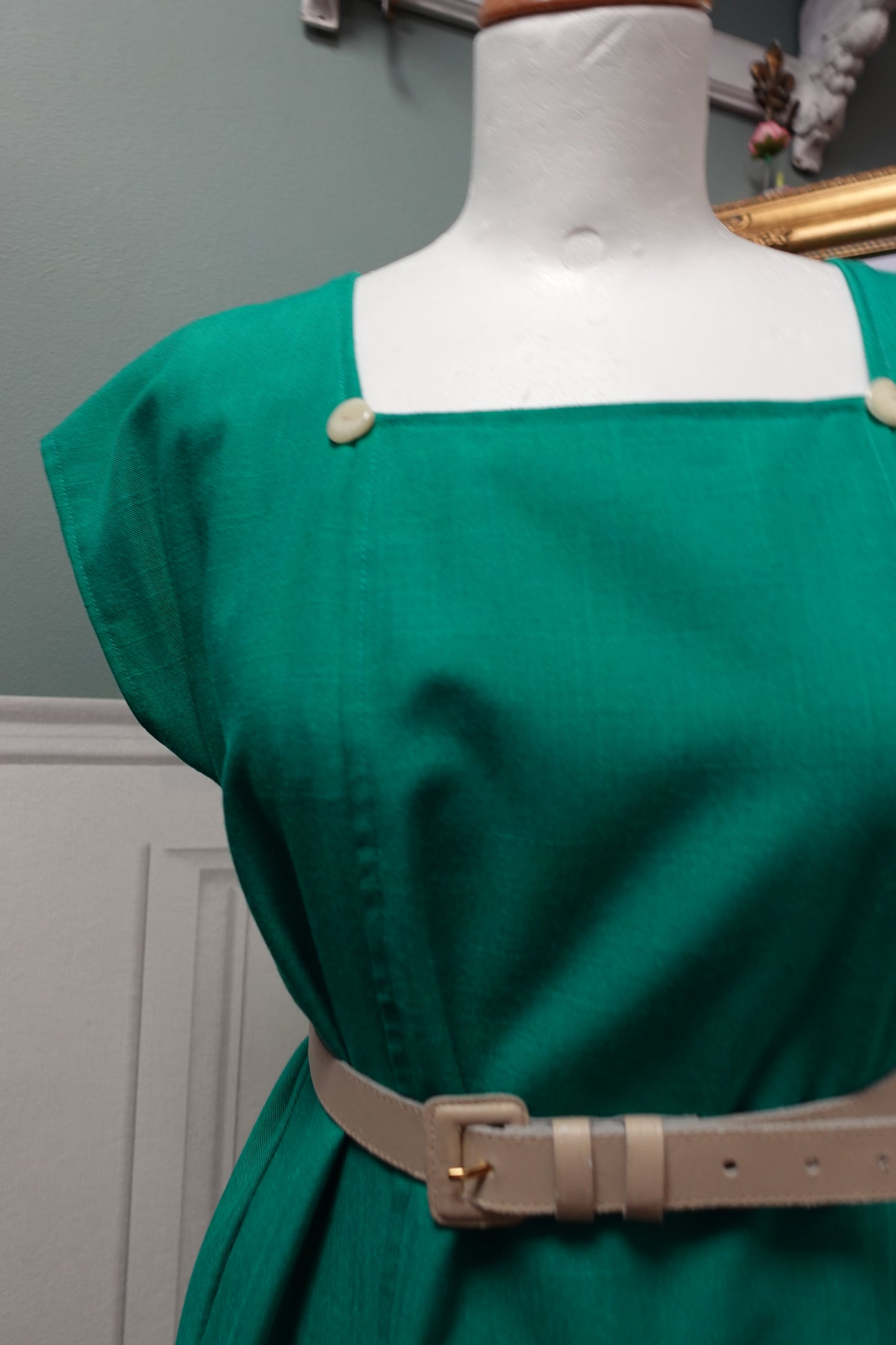 Robe midi artisanale - Verte & Fait main