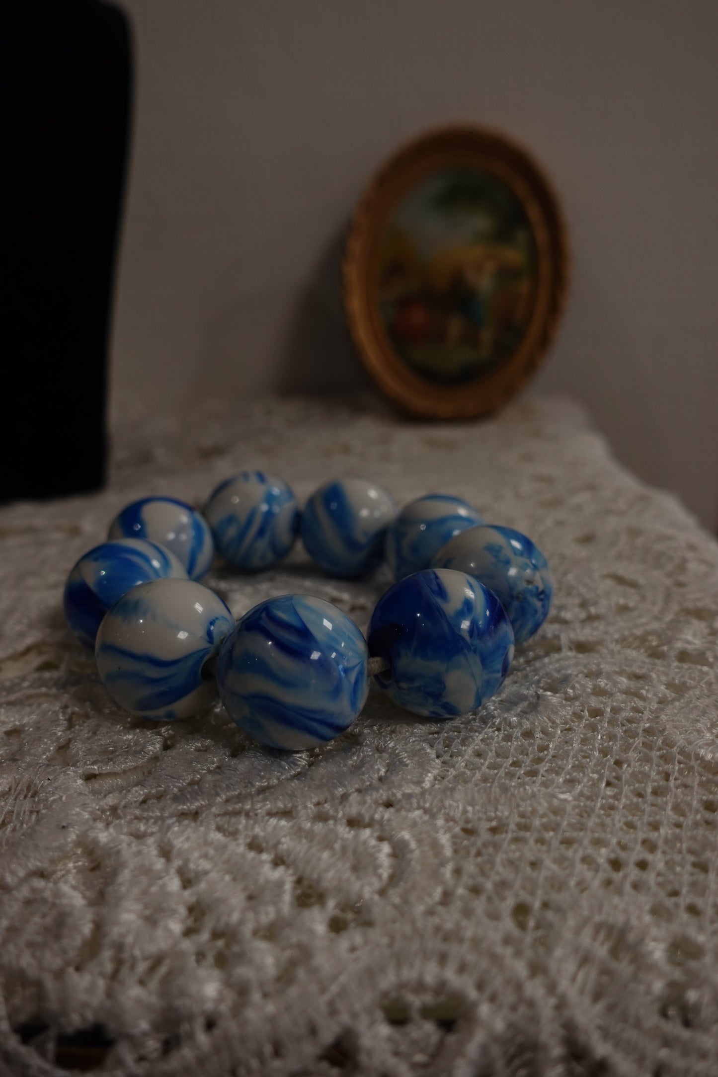 Bracelet "Chunky" Marbré - Bleu & Blanc