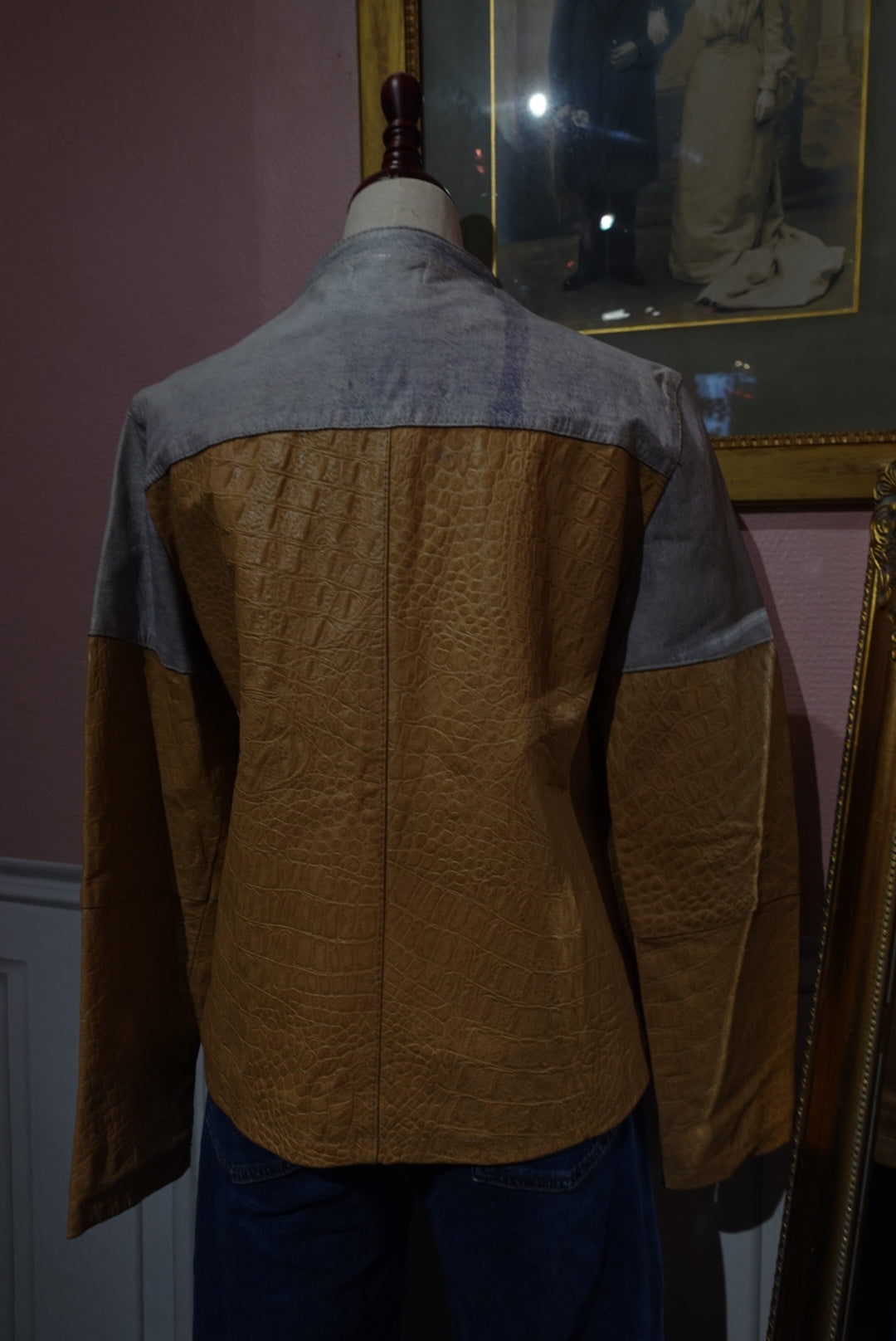 Le Biker "Cavalli" — Cuir Croco & Effet Denim (Luxe Vintage)